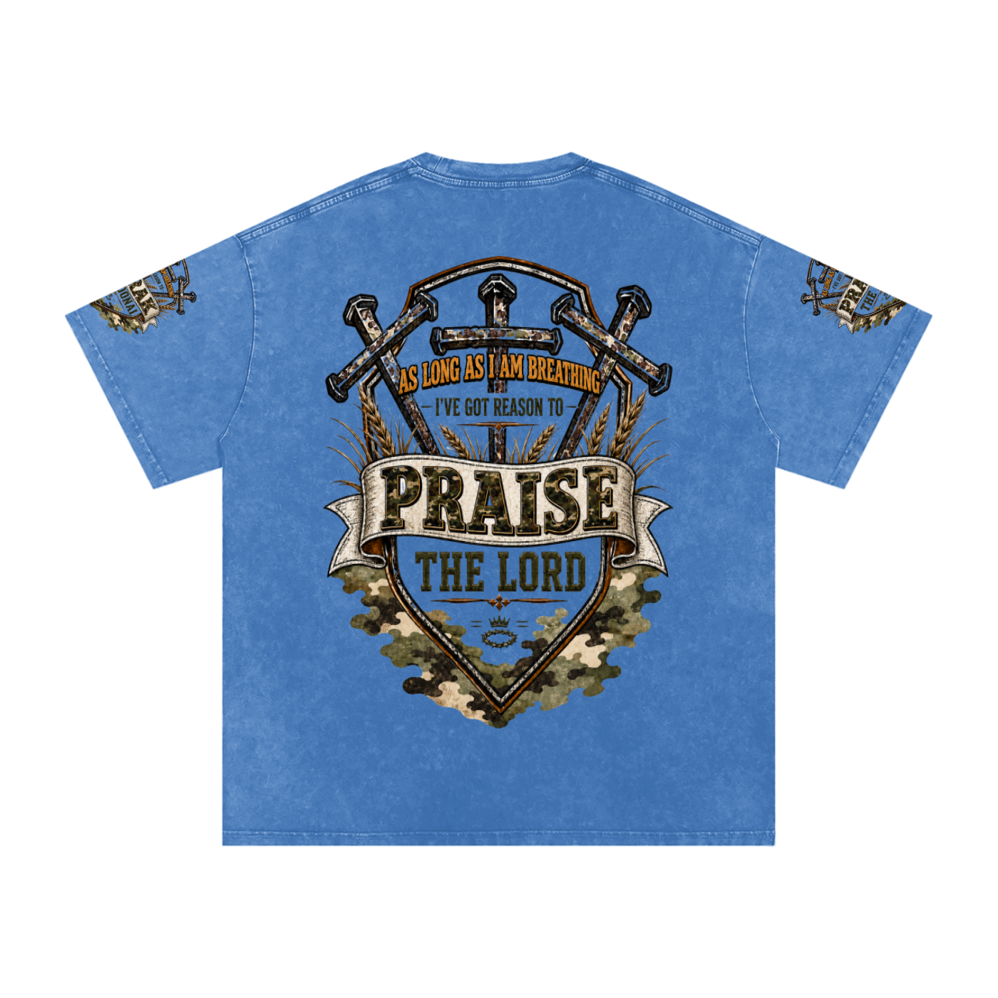 Praise/Barak the Lord Snow Washed Oversized Cotton T-Shirt