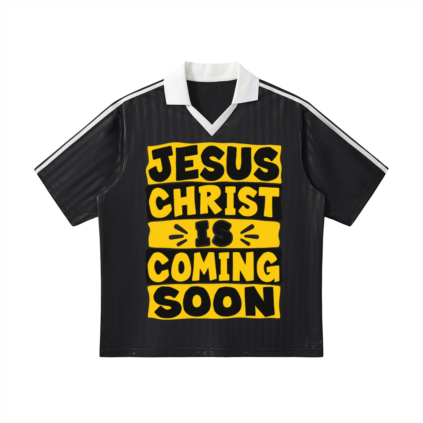 888 Contrast Collar Striped Soccer Jersey