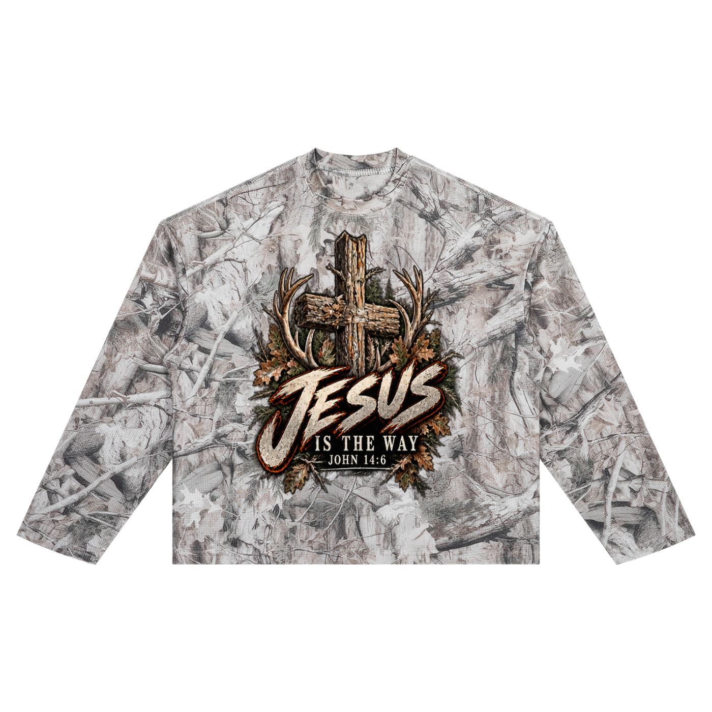 Jesus is the way Unisex Tree Camo Waffle T-Shirt