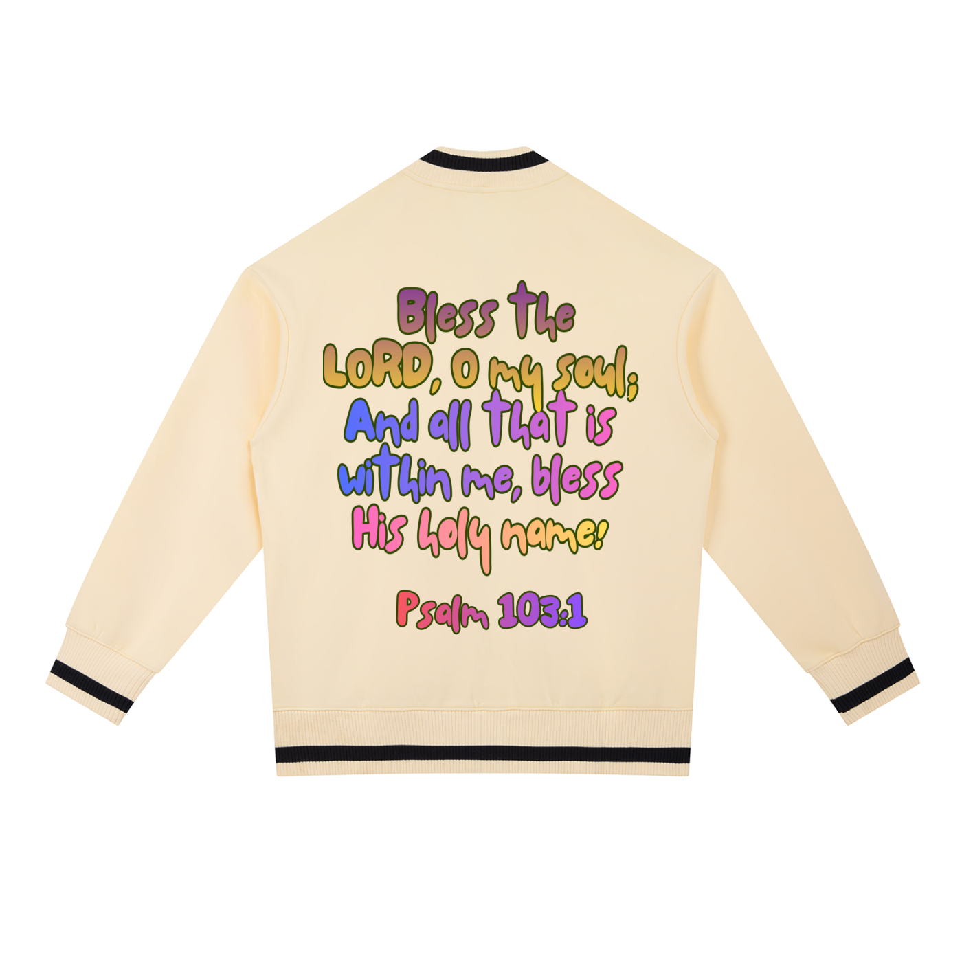 "Psalm 103:1" Contrast Piping Zip Bomber Jacket