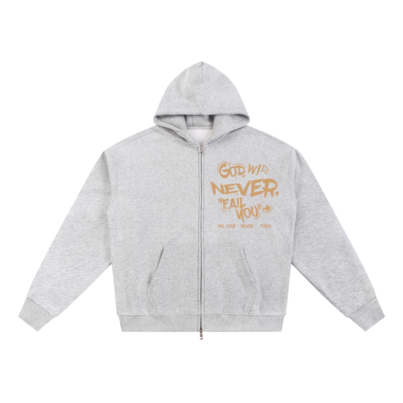 "His Love Never Fails" Essential Fleece Zip-Through Hoodie