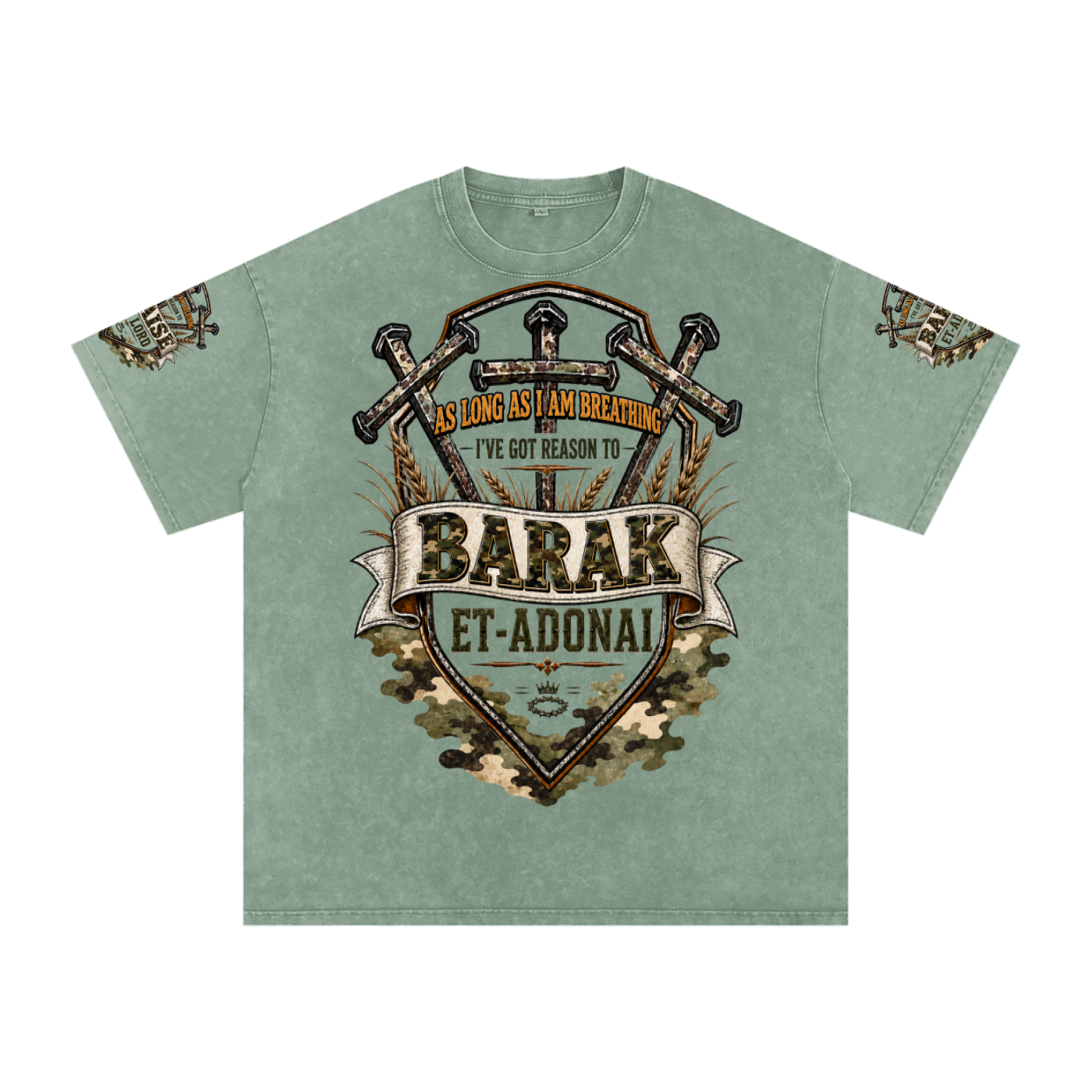 Praise/Barak the Lord Snow Washed Oversized Cotton T-Shirt