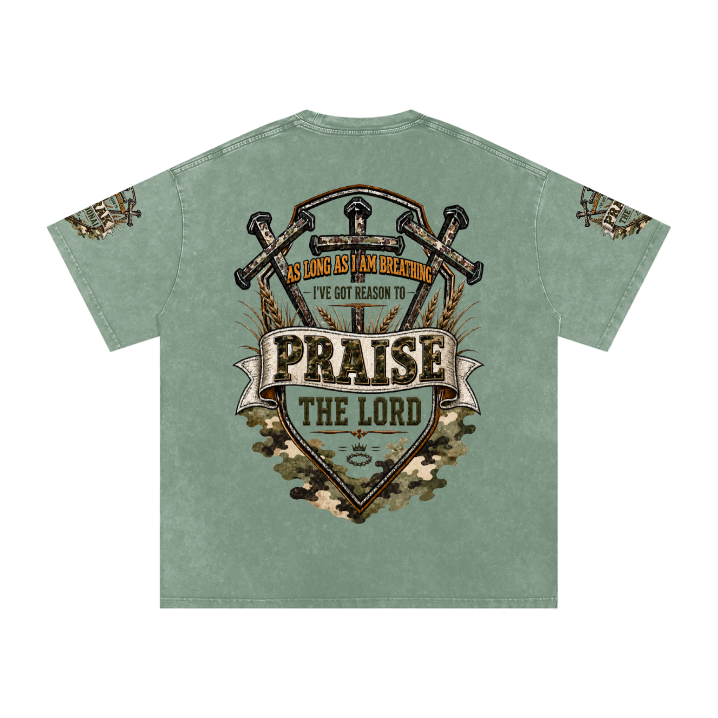 Praise/Barak the Lord Snow Washed Oversized Cotton T-Shirt