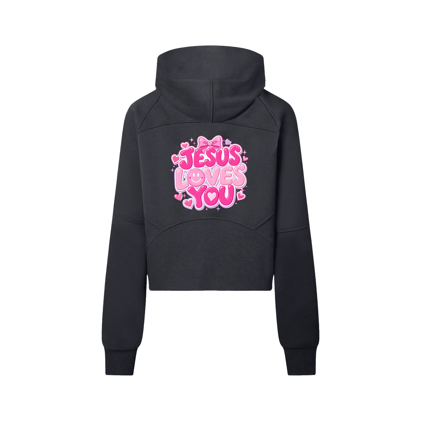 Jesus Loves You Cropped Half-Zip Hoodie