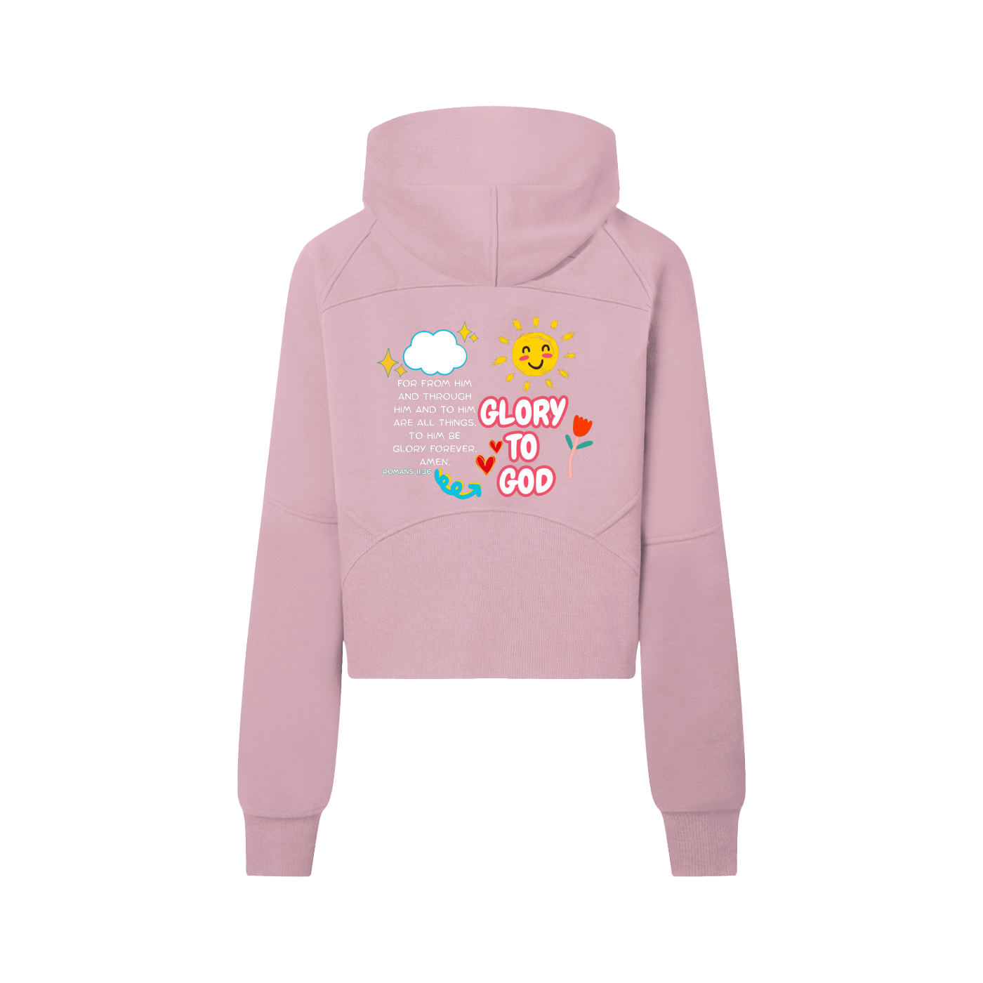 "Glory to God" women's Cropped Half-Zip Hoodie