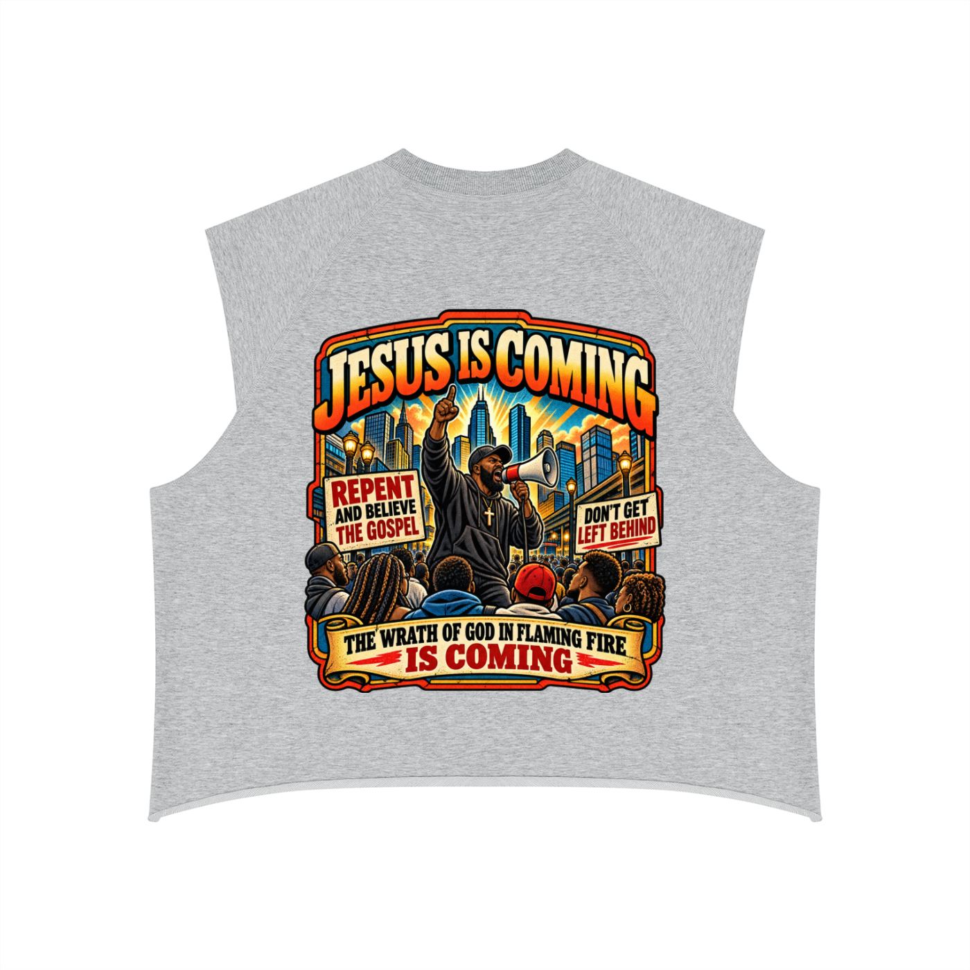 Flaming Fire Men’s Boxy Raw Hem Tank Top