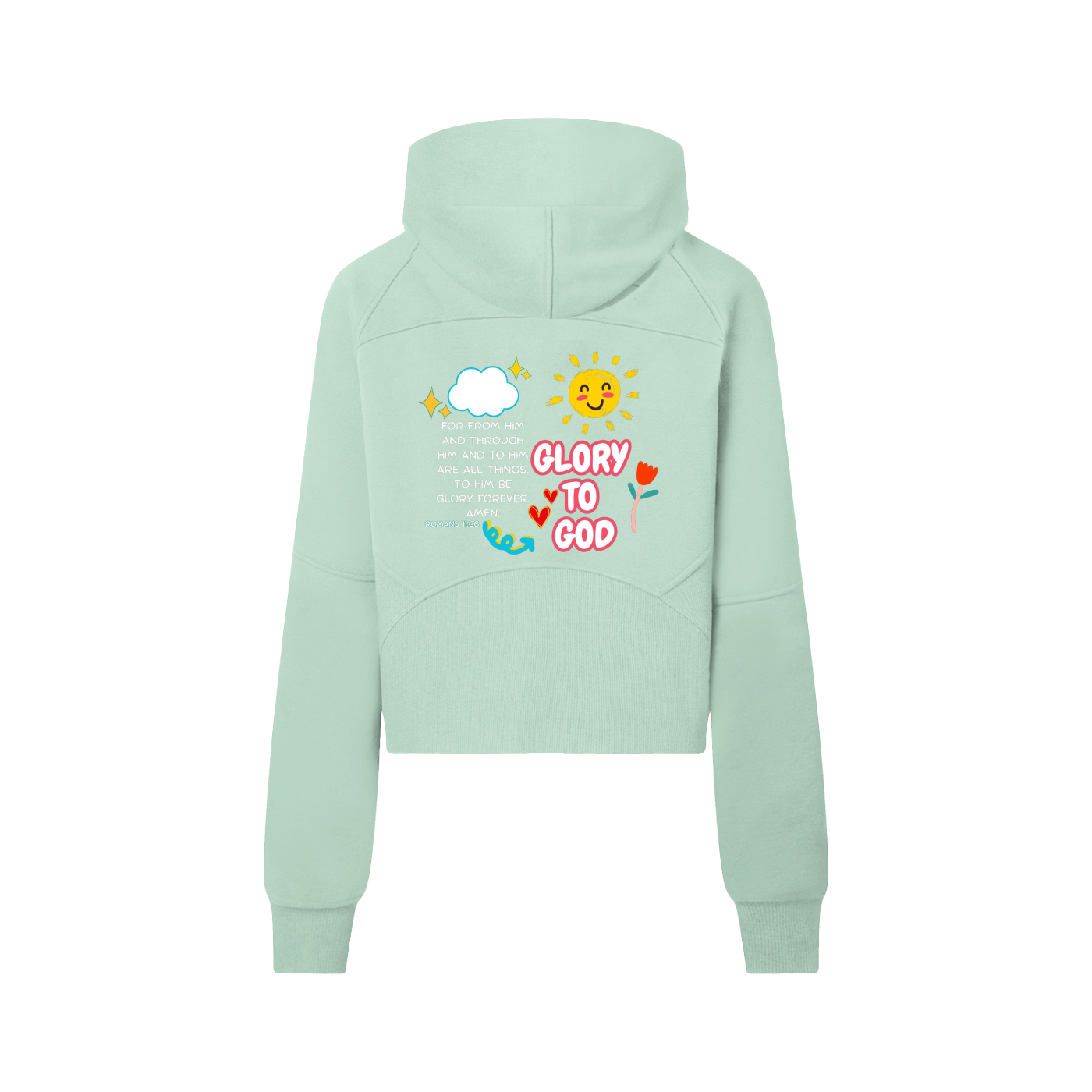 "Glory to God" women's Cropped Half-Zip Hoodie