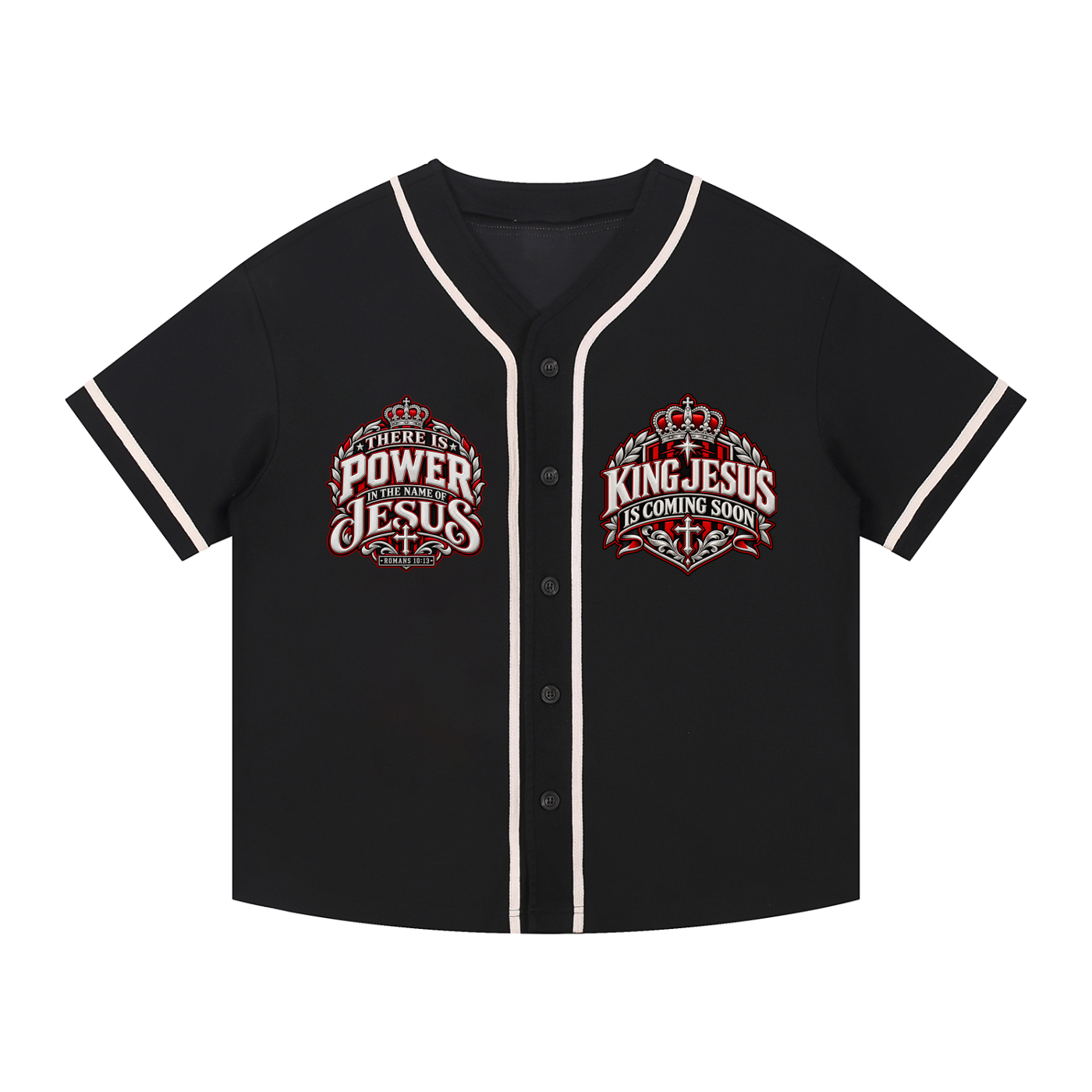 Child of God/New Creation Contrast Piped Button-Up Jersey
