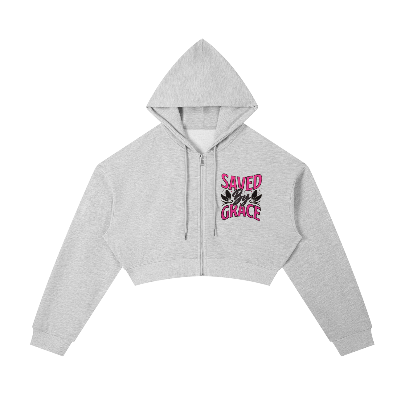 Saved by grace/walk by faith Essential Cropped Zip-Up Hoodie