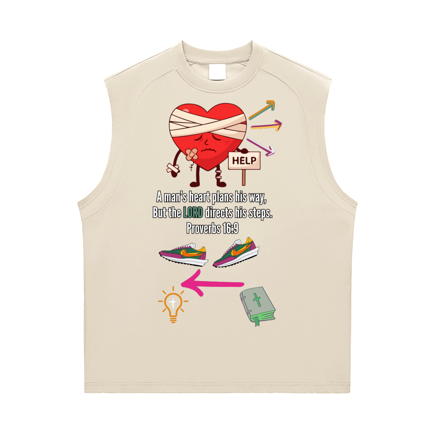 Proverbs 16:9 Sorona Quick-Dry Cooling Tank Top