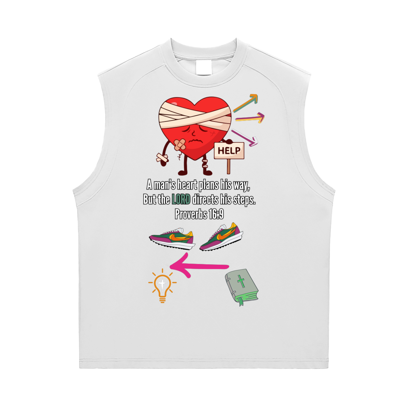 Proverbs 16:9 Sorona Quick-Dry Cooling Tank Top