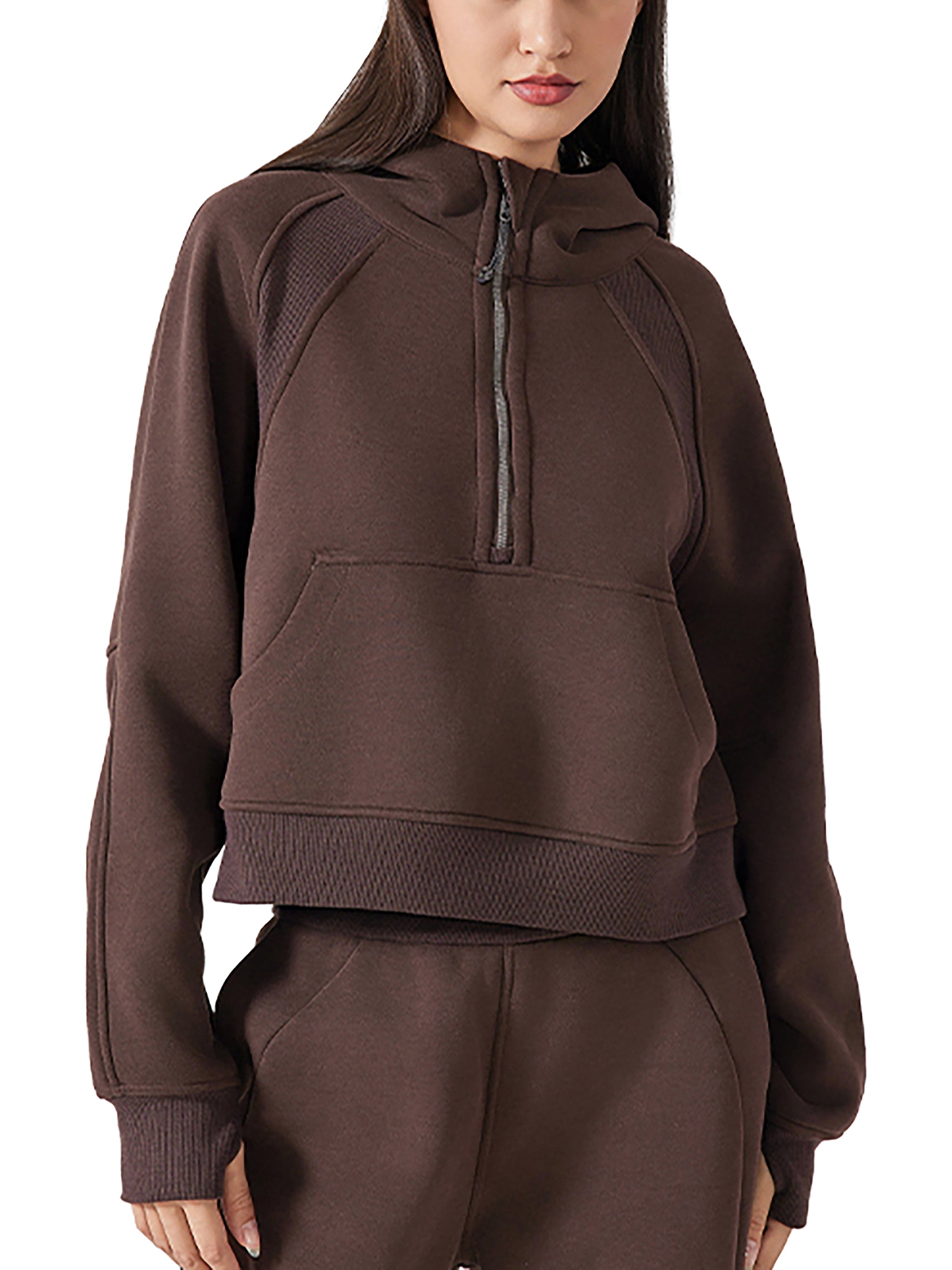 "Glory to God" women's Cropped Half-Zip Hoodie