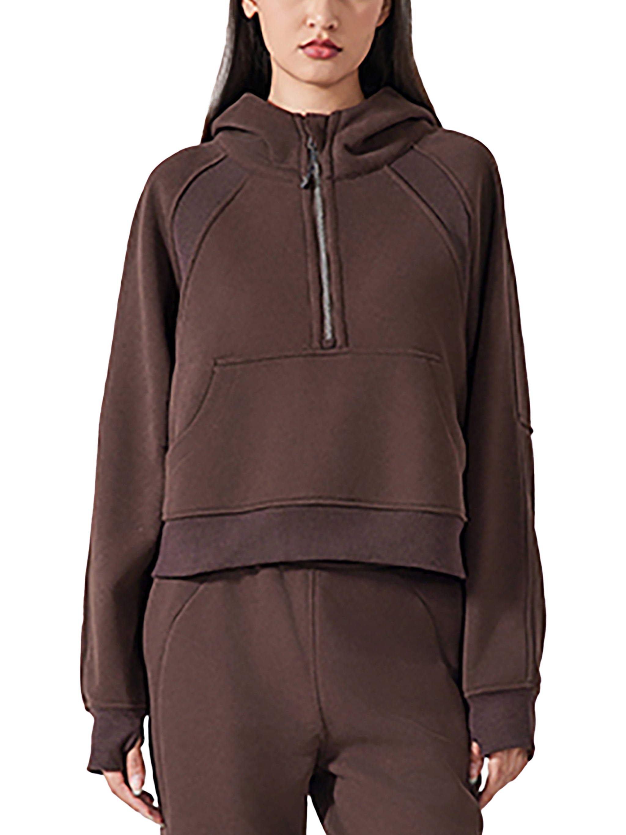 "Glory to God" women's Cropped Half-Zip Hoodie