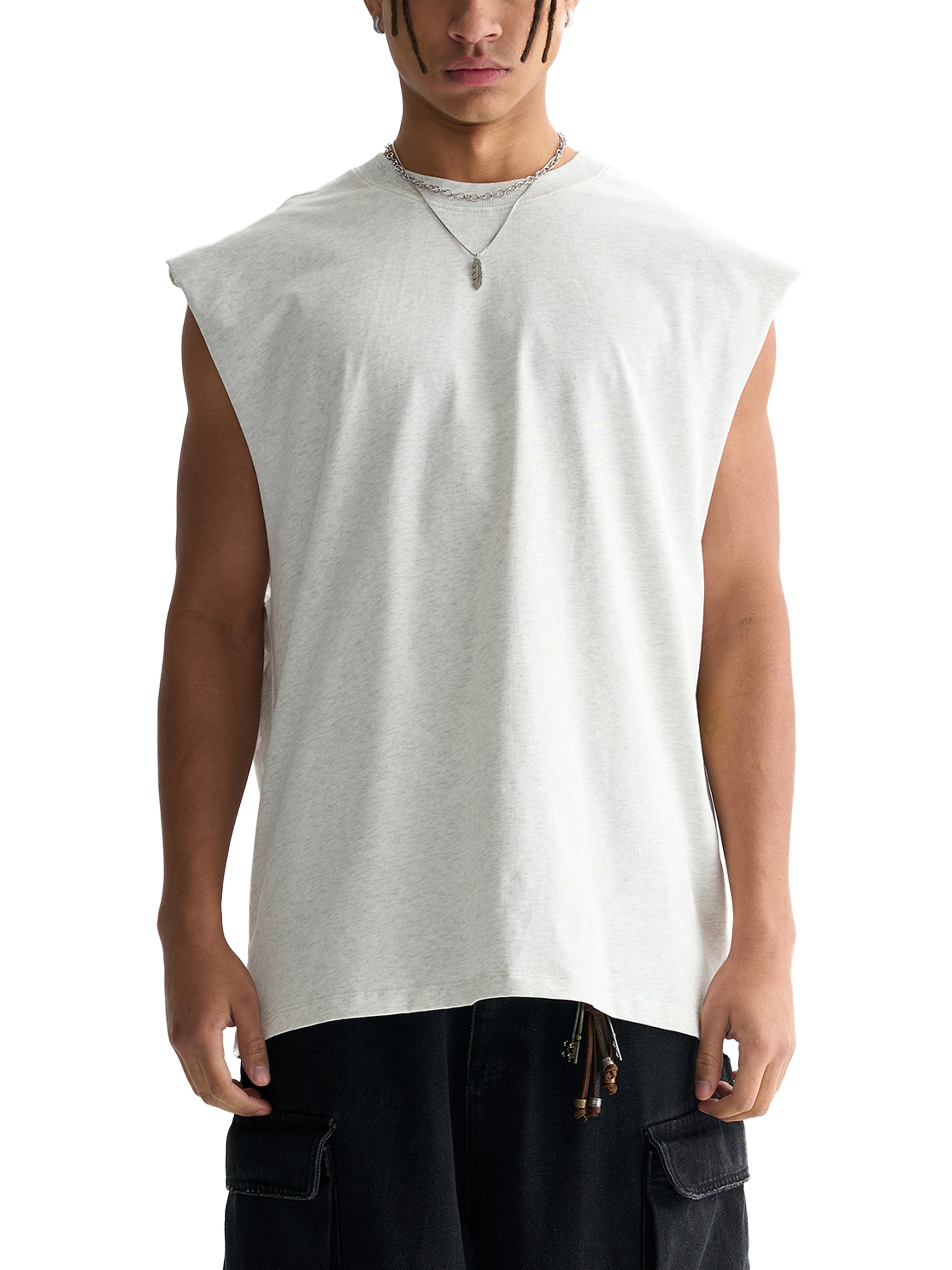 "Be Still" Raw Edge Cotton Tank Top