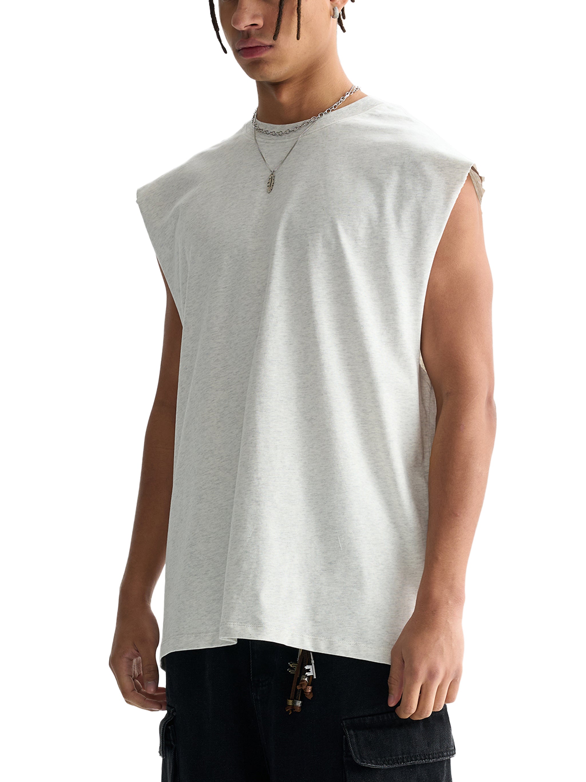 "Be Still" Raw Edge Cotton Tank Top
