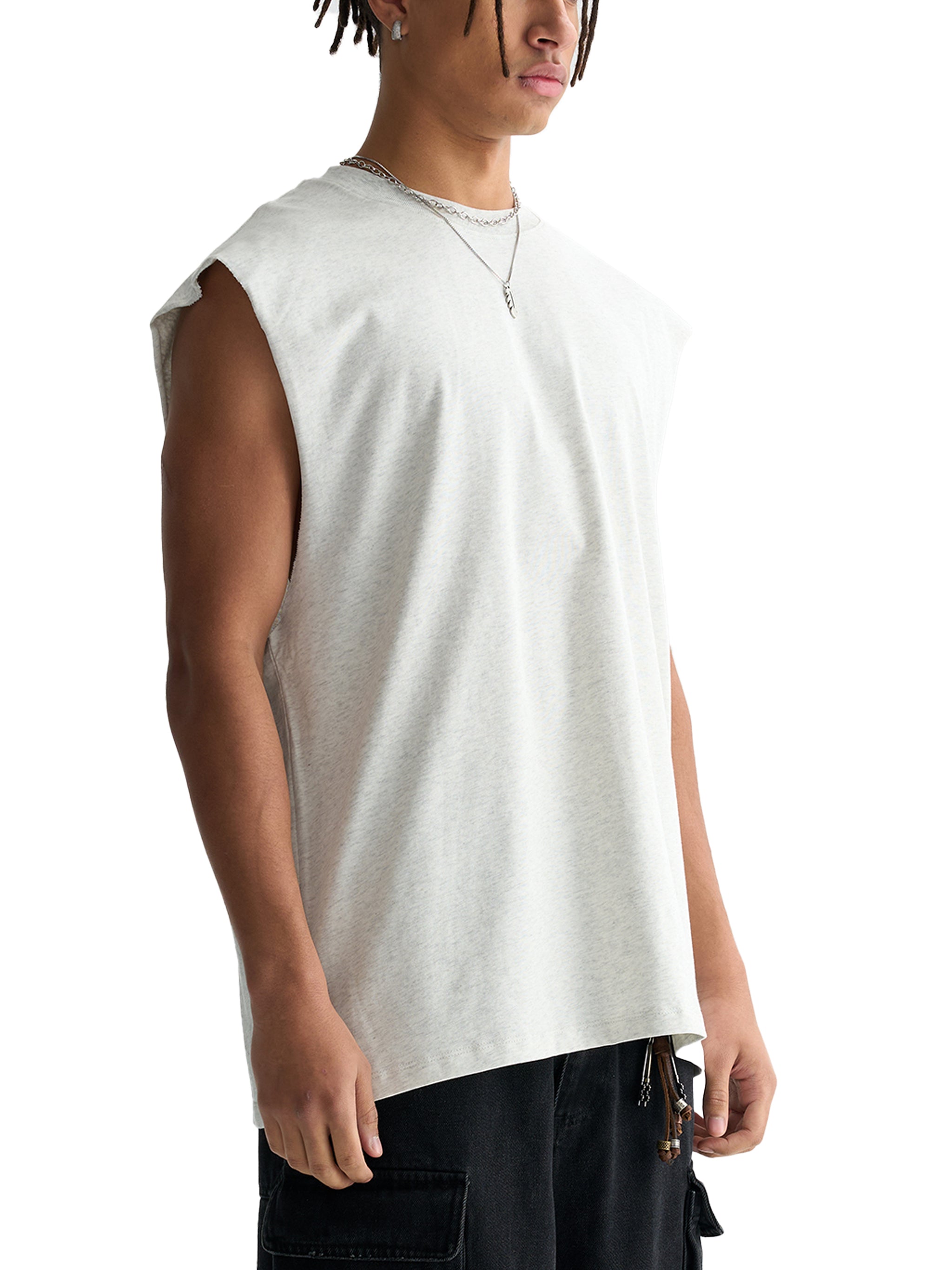 "Be Still" Raw Edge Cotton Tank Top