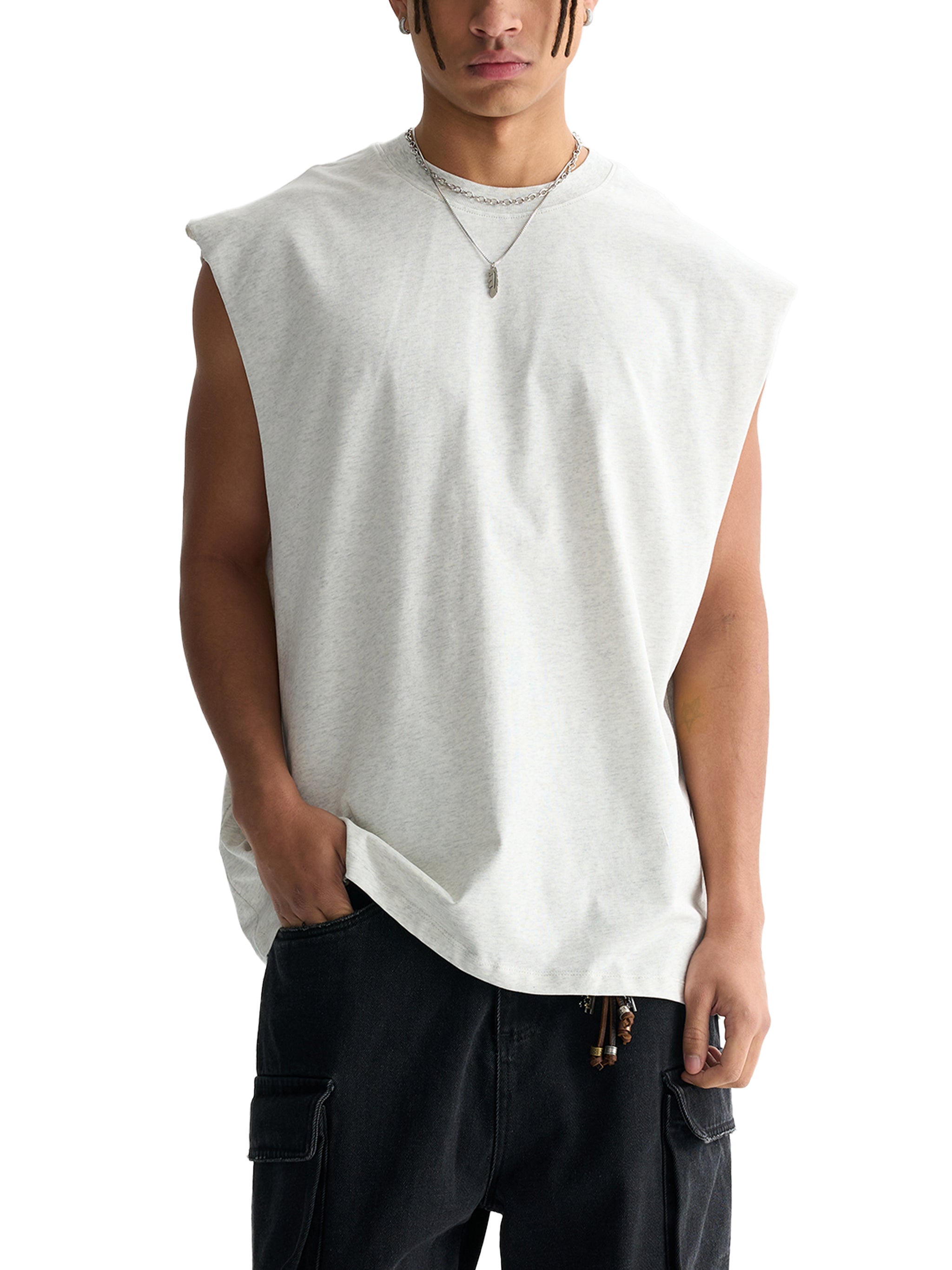 "Be Still" Raw Edge Cotton Tank Top