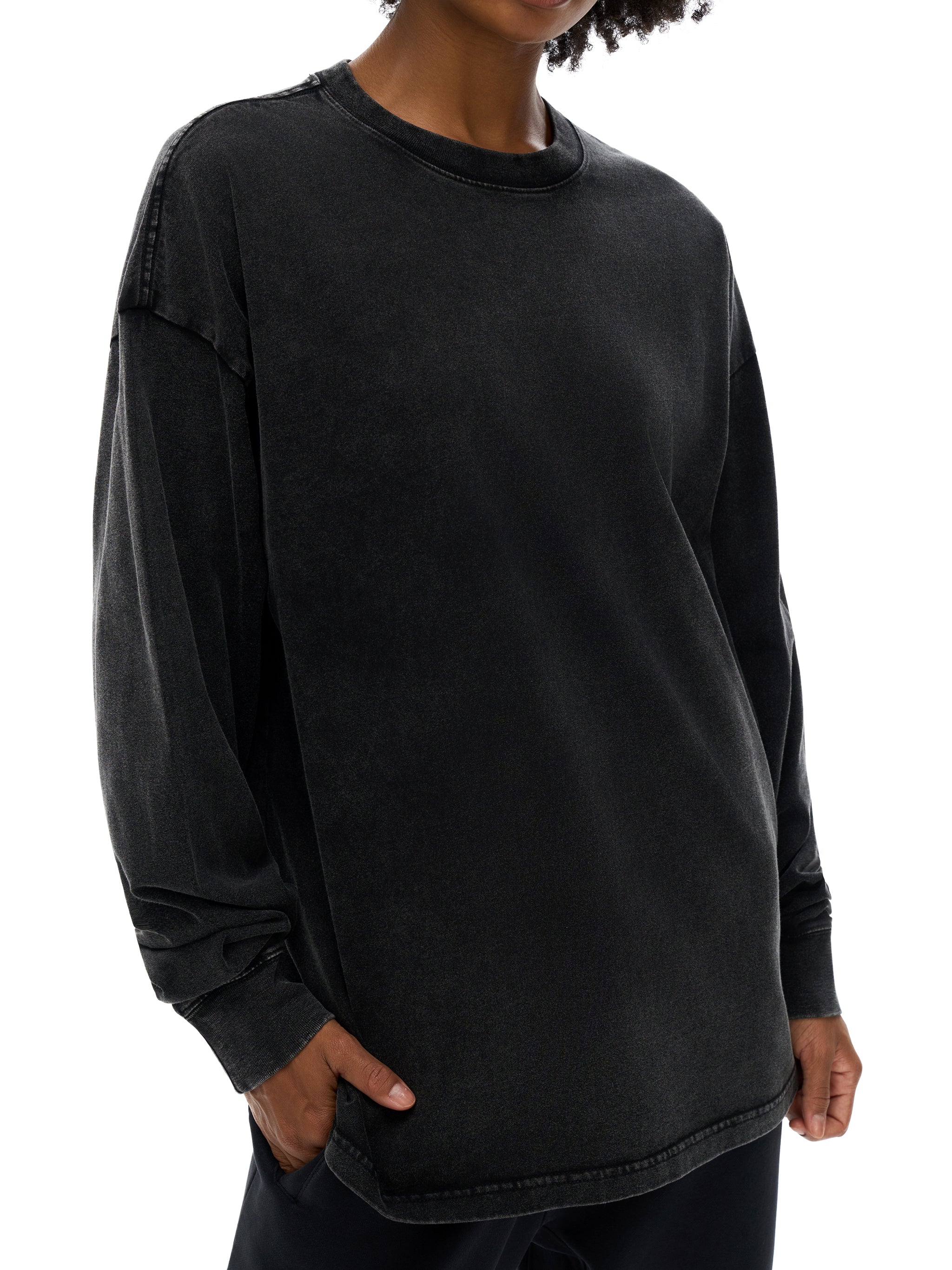 "Amen" Acid Wash Oversize Long Sleeve T-Shirt
