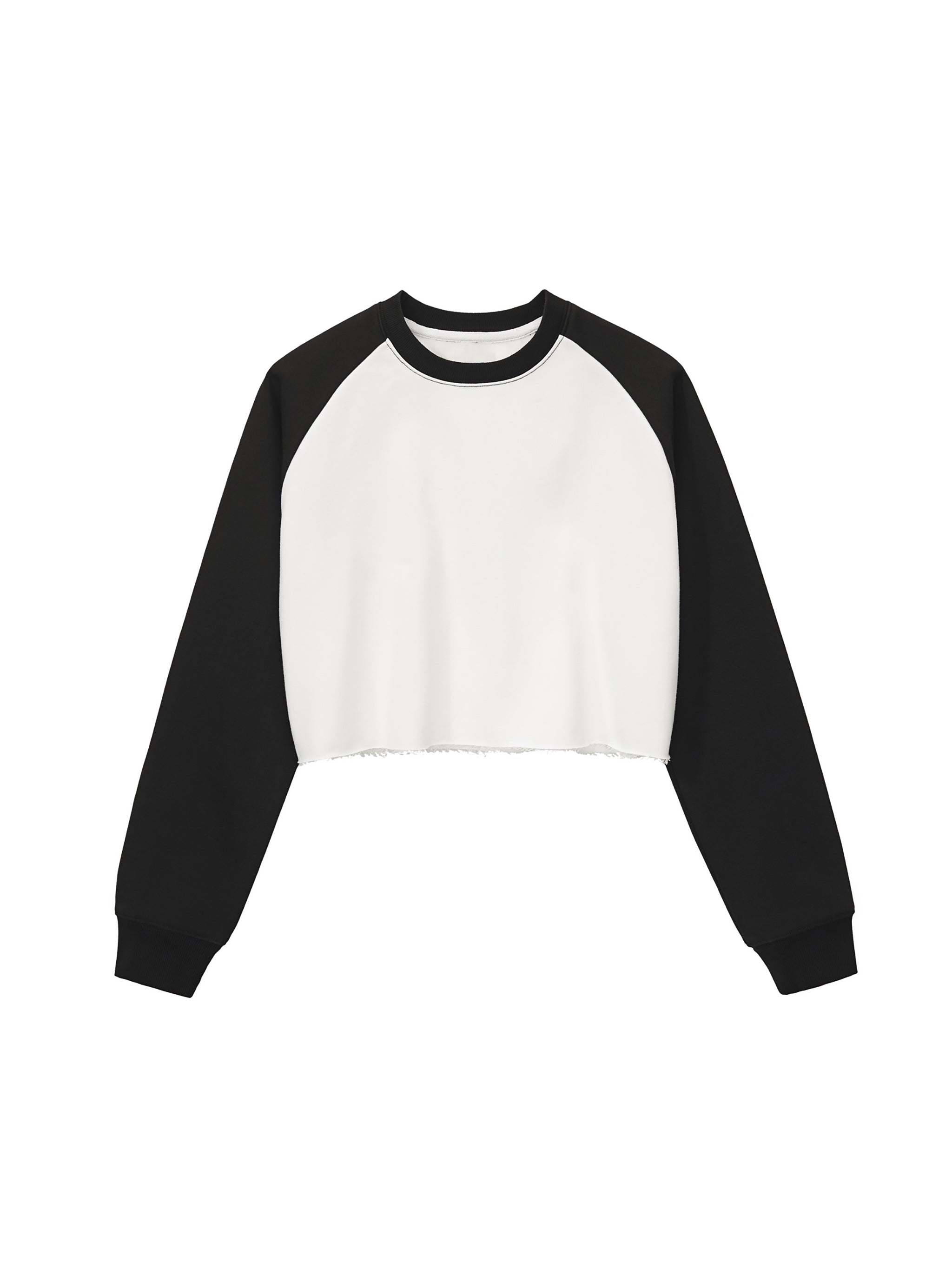"He's with me" Raw-Hem Color-Block Raglan Crop Sweatshirt