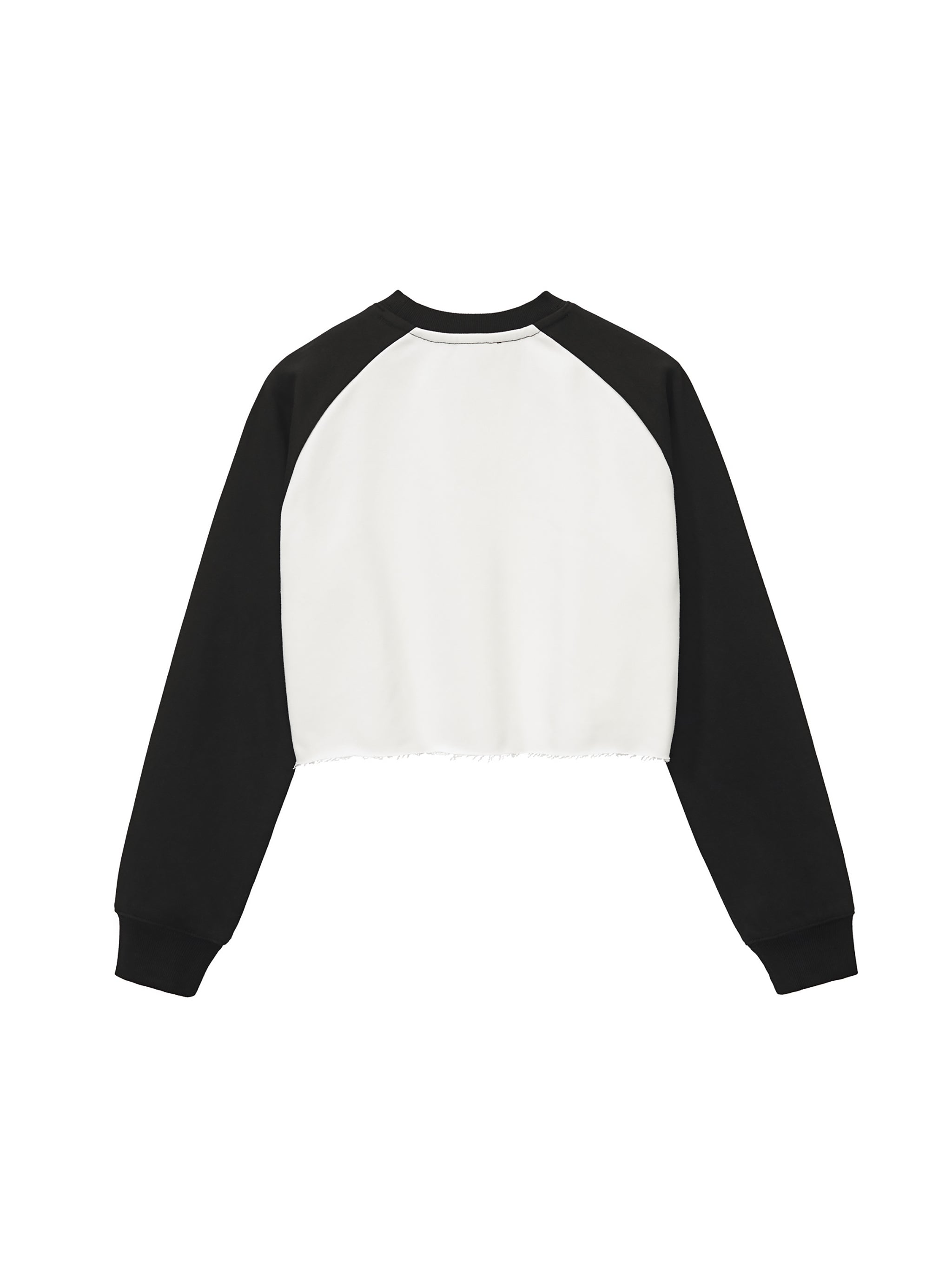 "He's with me" Raw-Hem Color-Block Raglan Crop Sweatshirt