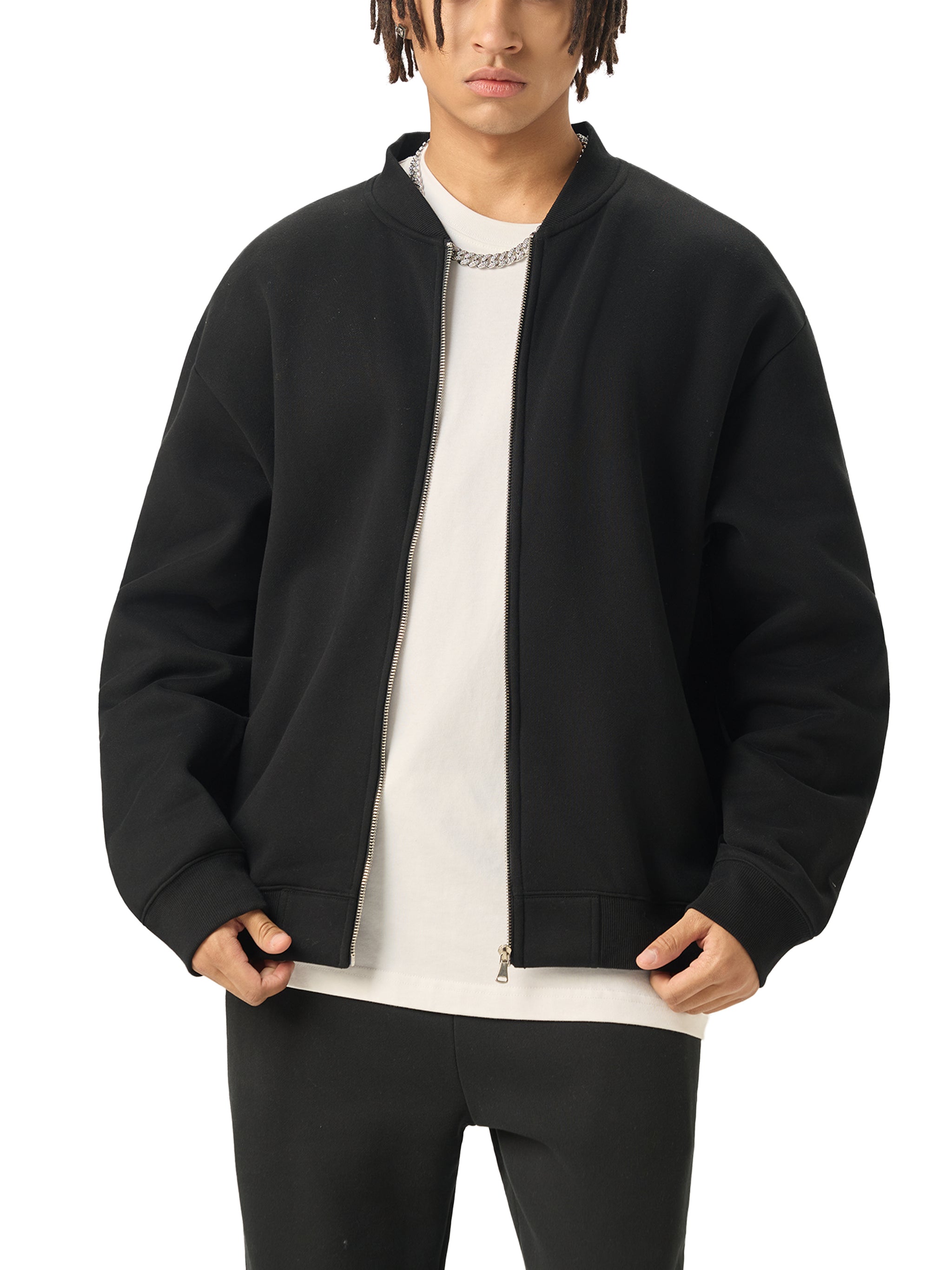 "GOSPEL" Essential Zip-Up Fleeced Varsity Jacket