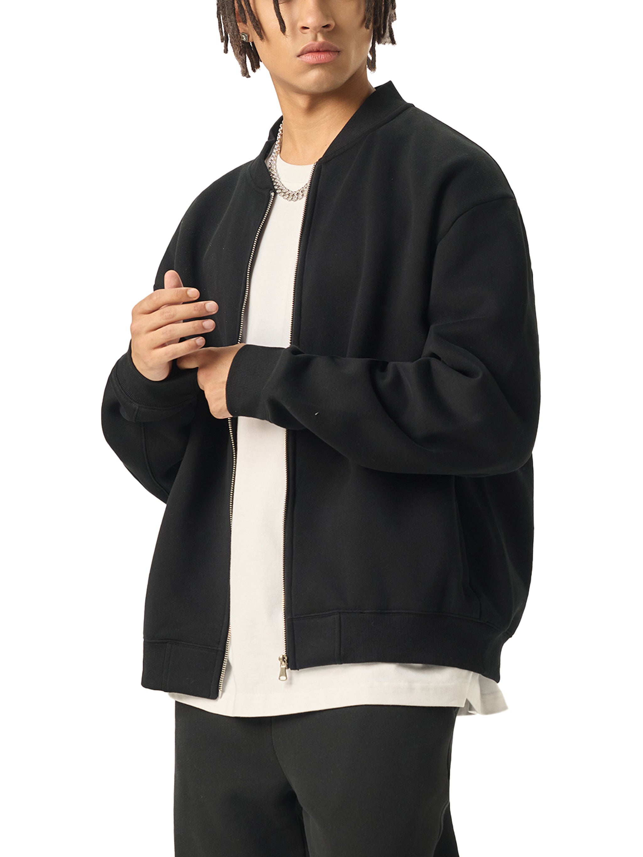 "GOSPEL" Essential Zip-Up Fleeced Varsity Jacket
