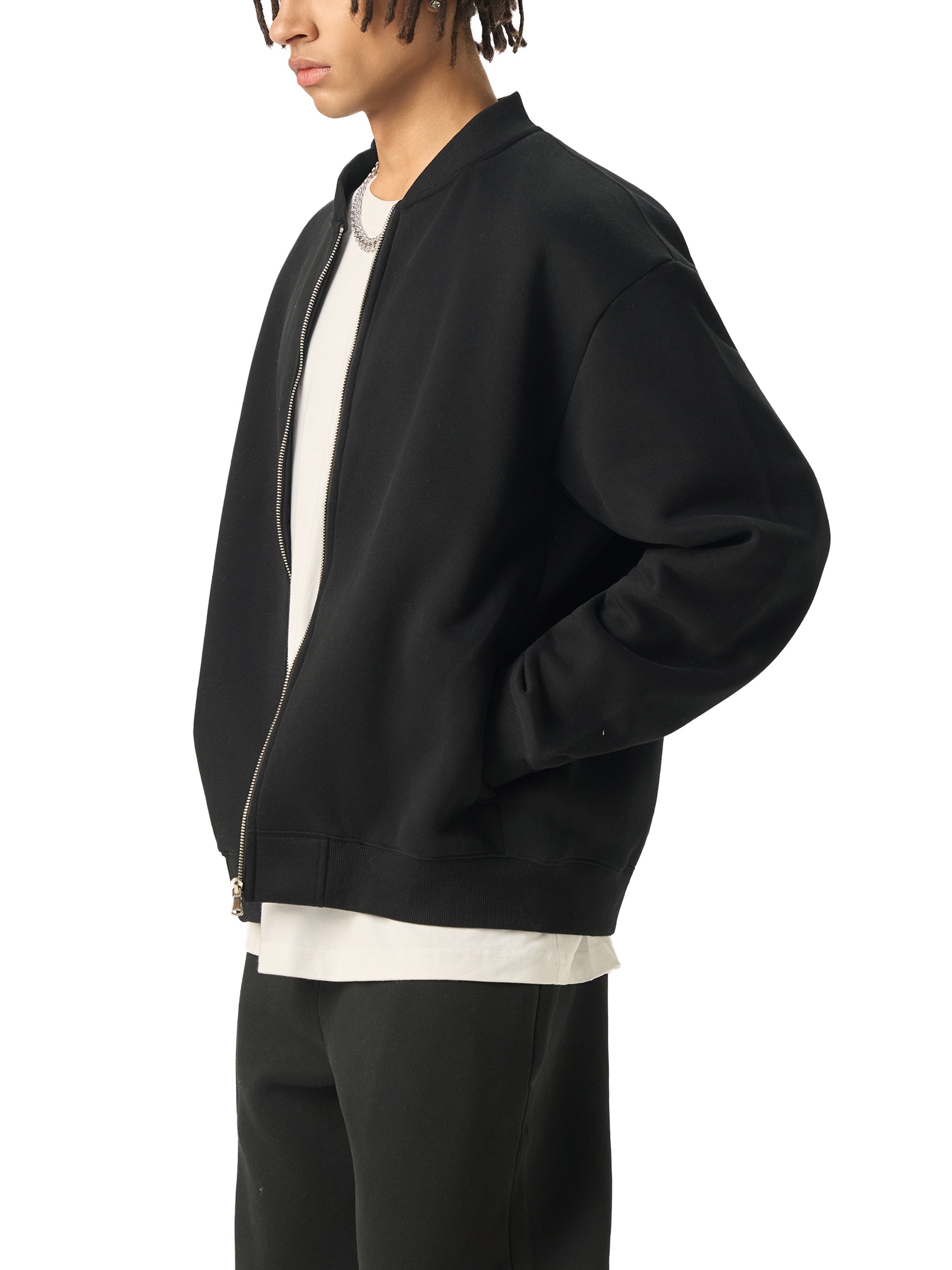 "GOSPEL" Essential Zip-Up Fleeced Varsity Jacket