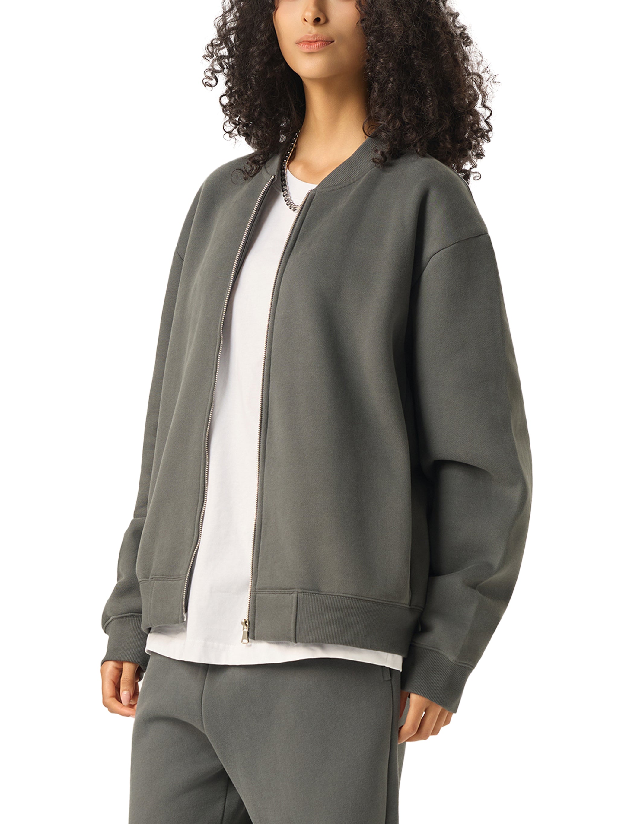 "GOSPEL" Essential Zip-Up Fleeced Varsity Jacket