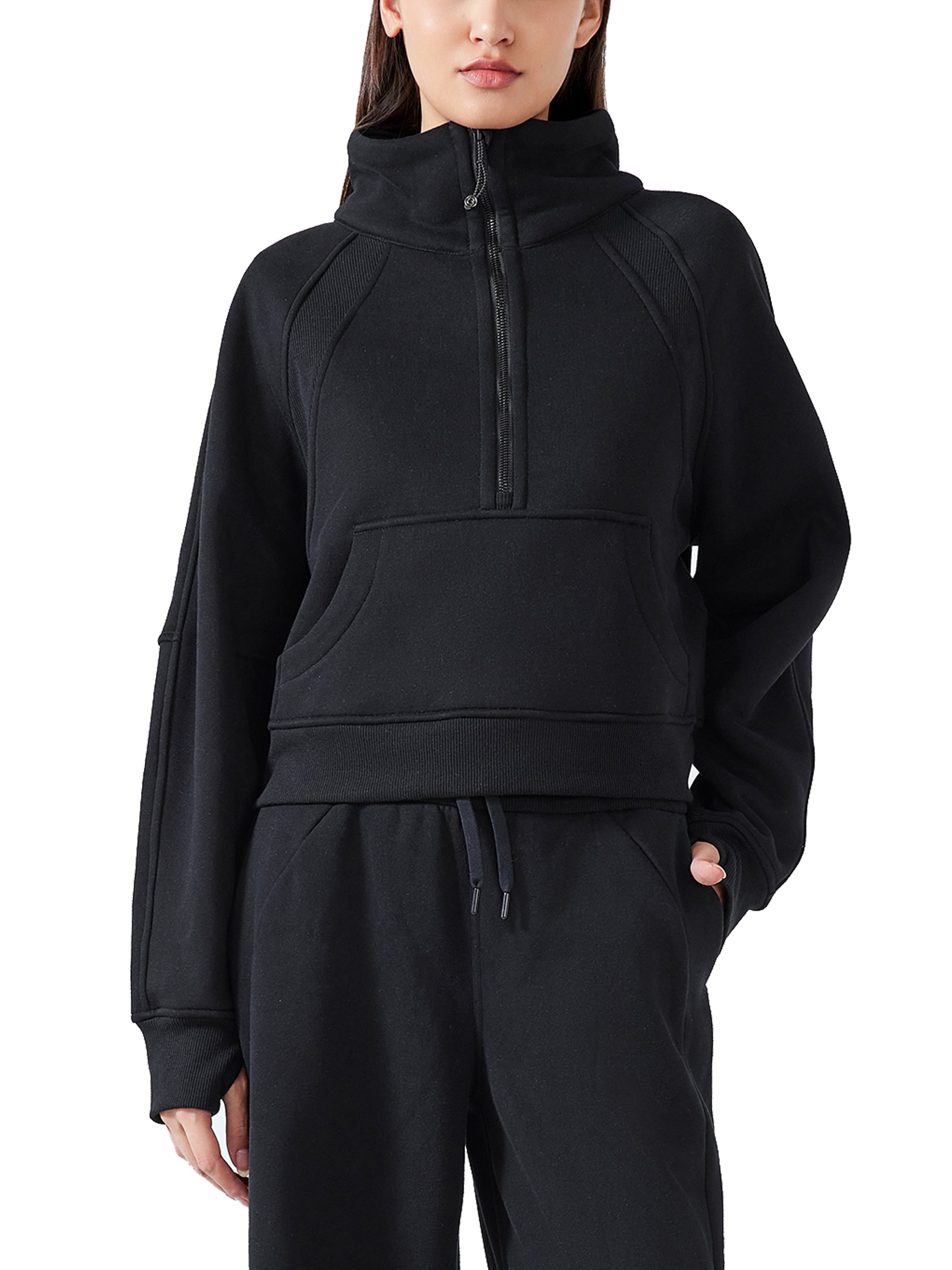 "He is RISEN" Women's Cropped Half-Zip Sweatshirt