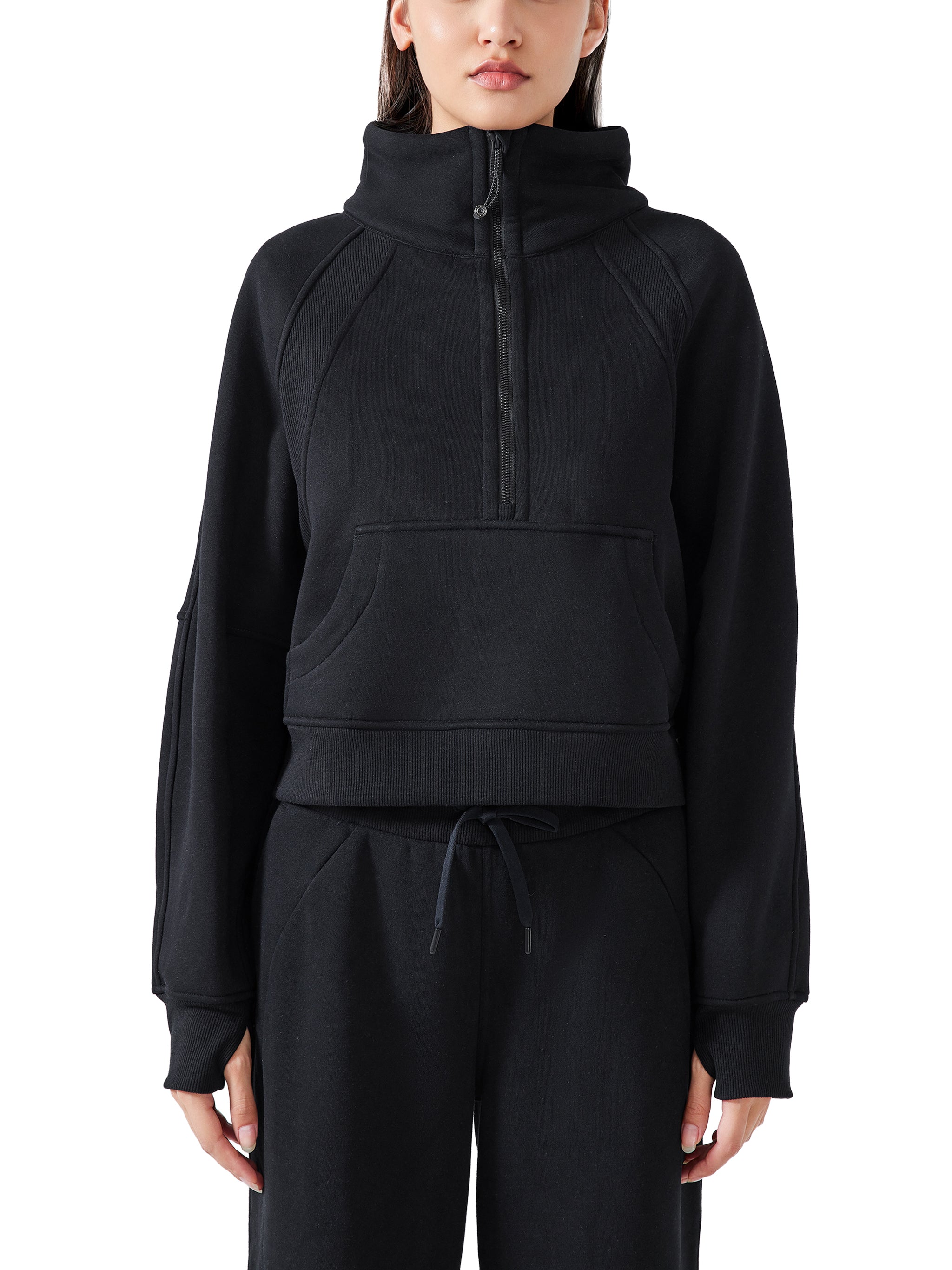 "He is RISEN" Women's Cropped Half-Zip Sweatshirt