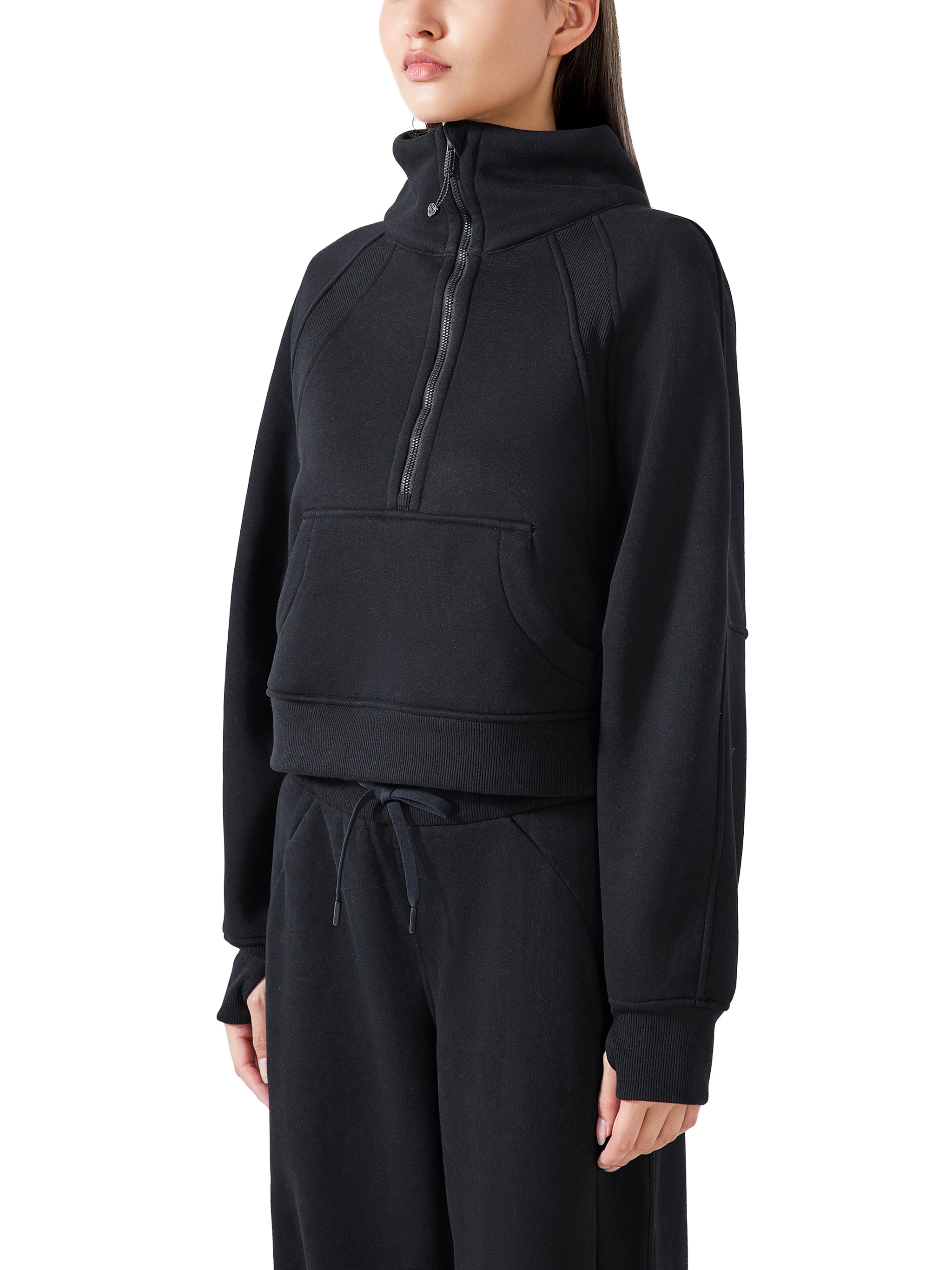 "He is RISEN" Women's Cropped Half-Zip Sweatshirt