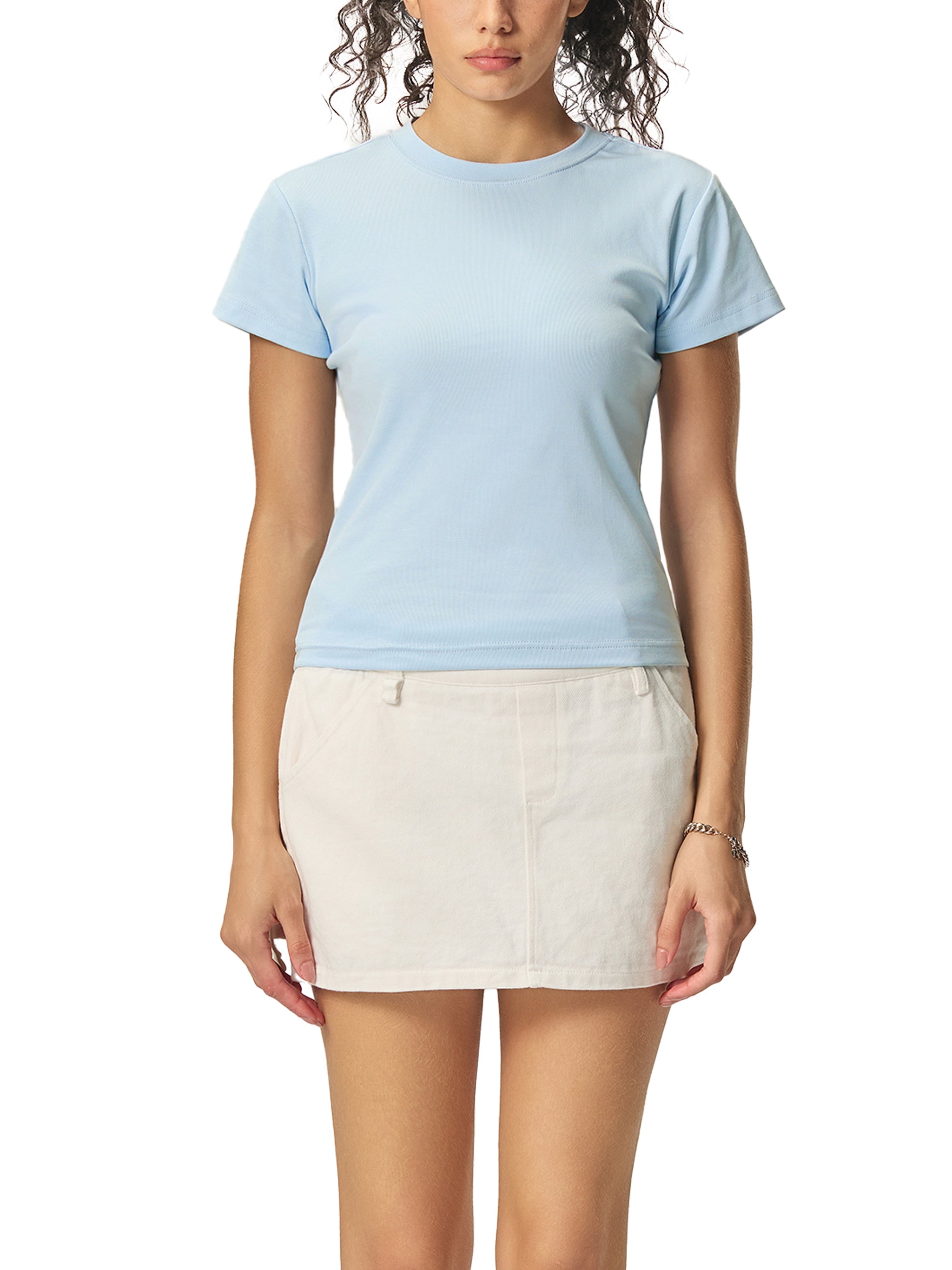 TITLWAYH Essential Bodycon Crewneck T-Shirt