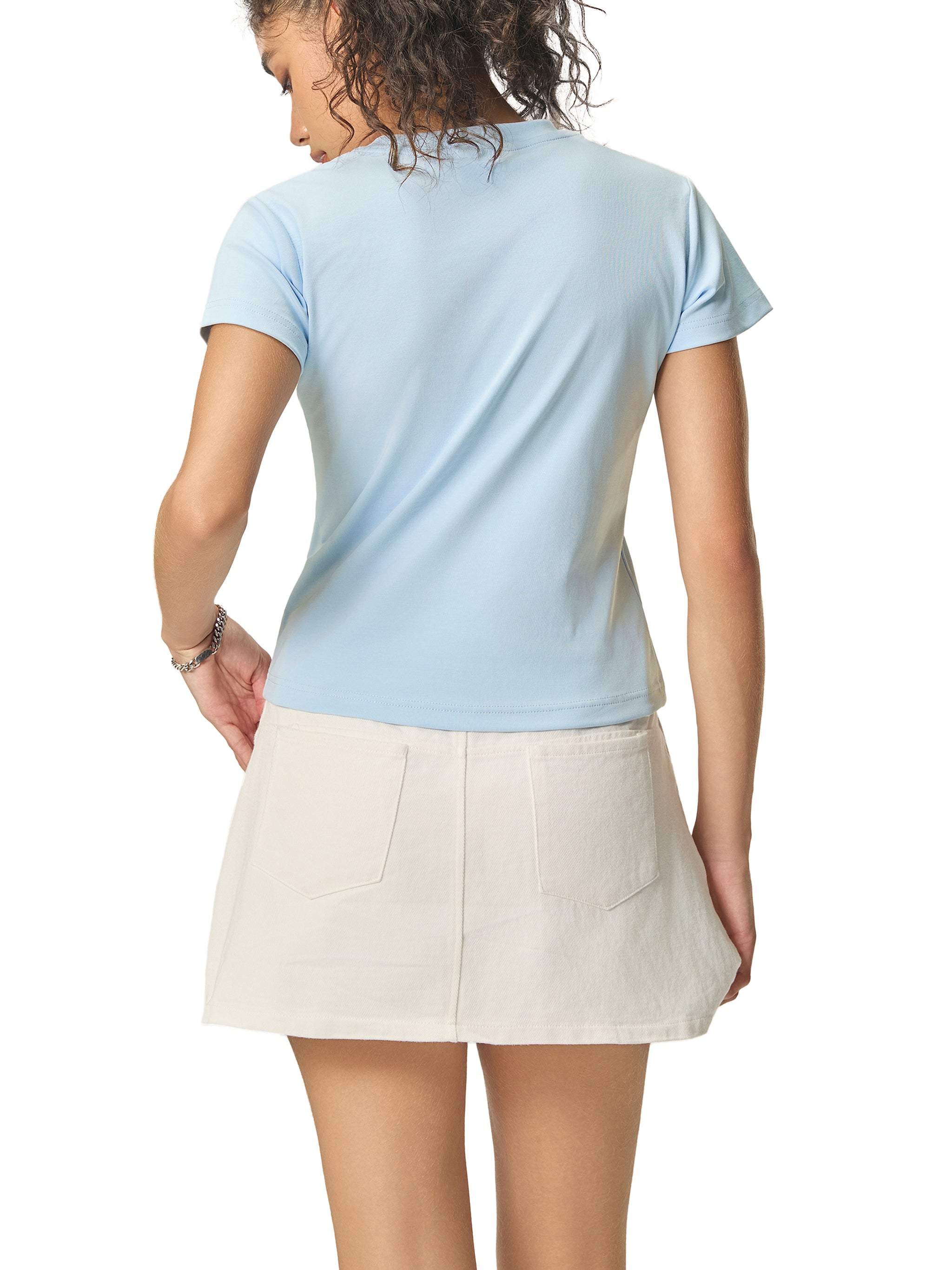 TITLWAYH Essential Bodycon Crewneck T-Shirt