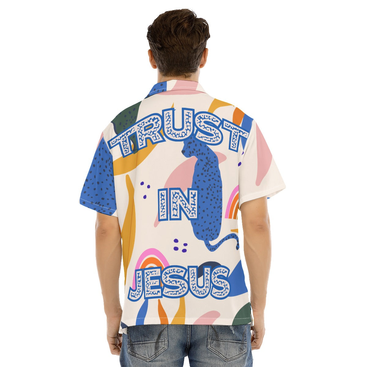Trust In Jesus Button Up Short Sleeve Shirt