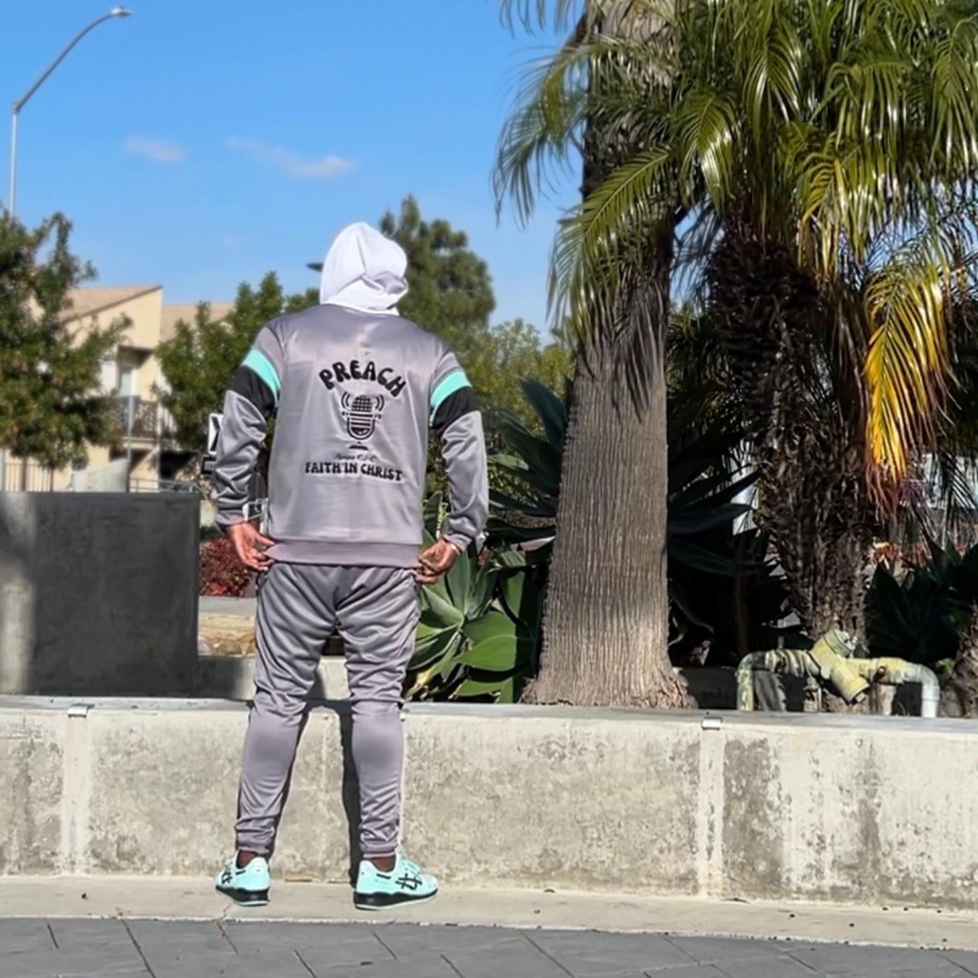 Preach Faith in Christ Tracksuit Set in Gray
