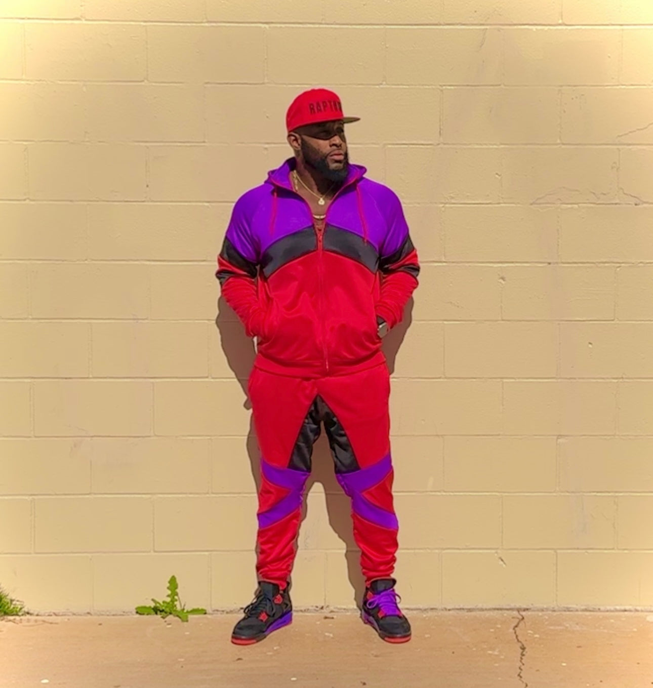 Preach Tracksuit Set Purple/Black/Red 100% Poly tricot