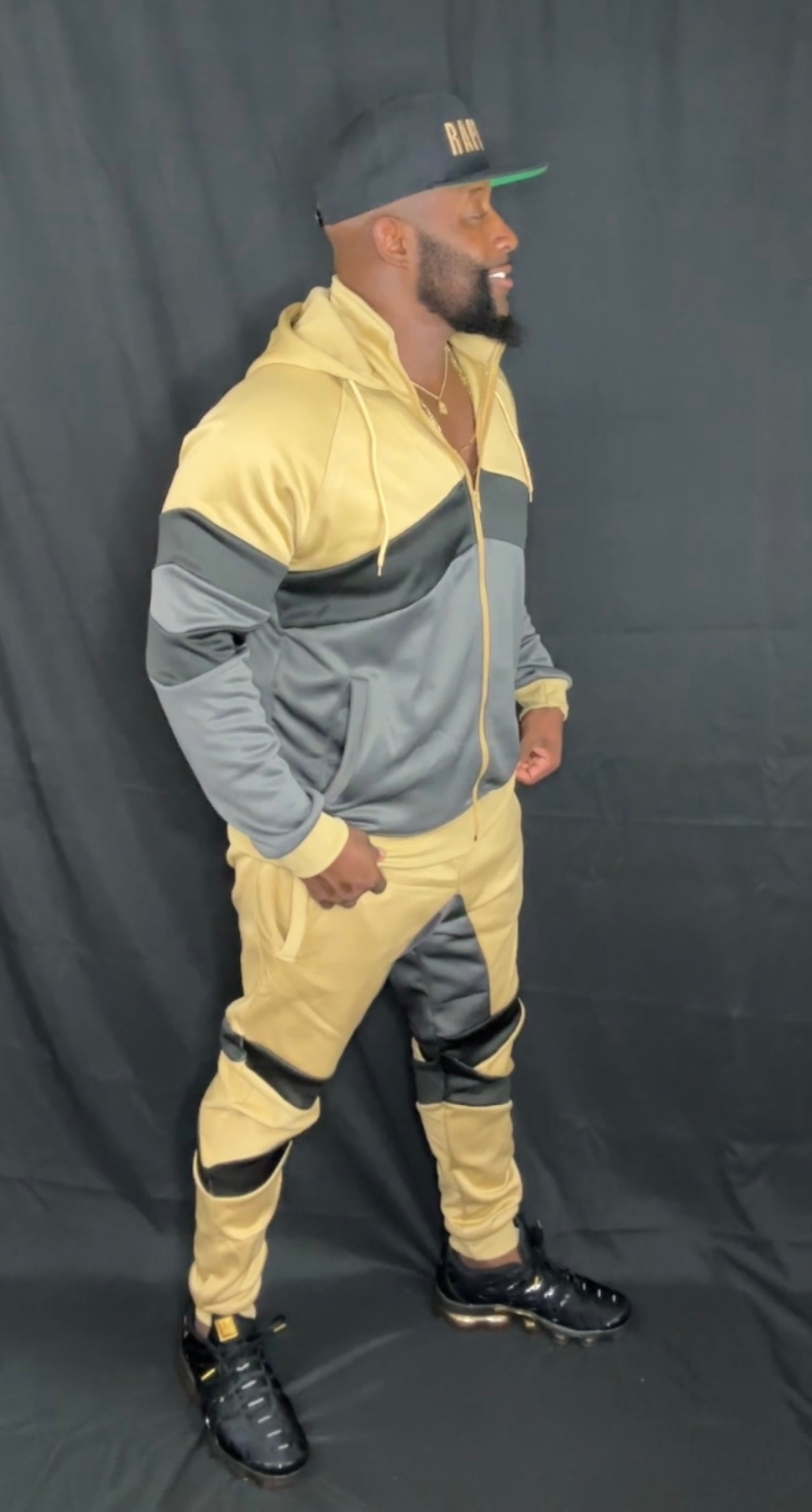 Preach Tracksuit Set Gold/Black/Grey 100% Poly tricot