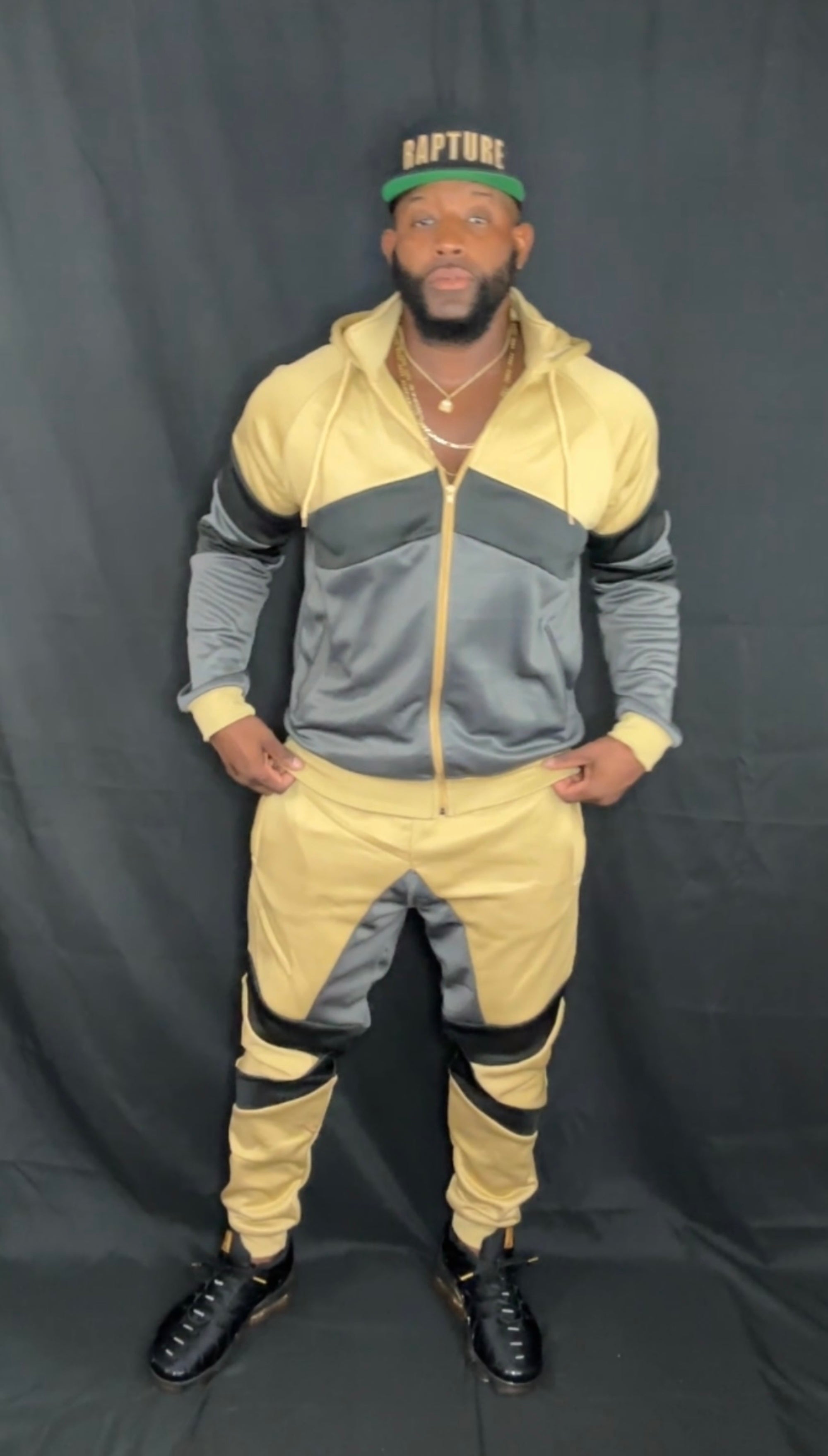 Preach Tracksuit Set Gold/Black/Grey 100% Poly tricot