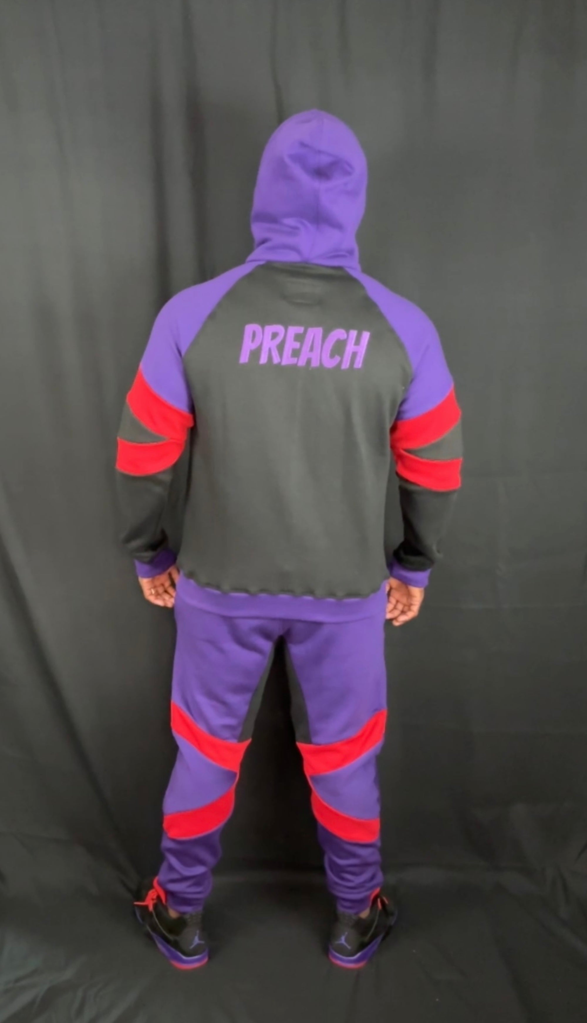 Preach Tracksuit Set Purple/Red/Black 100% Cotton Fleece