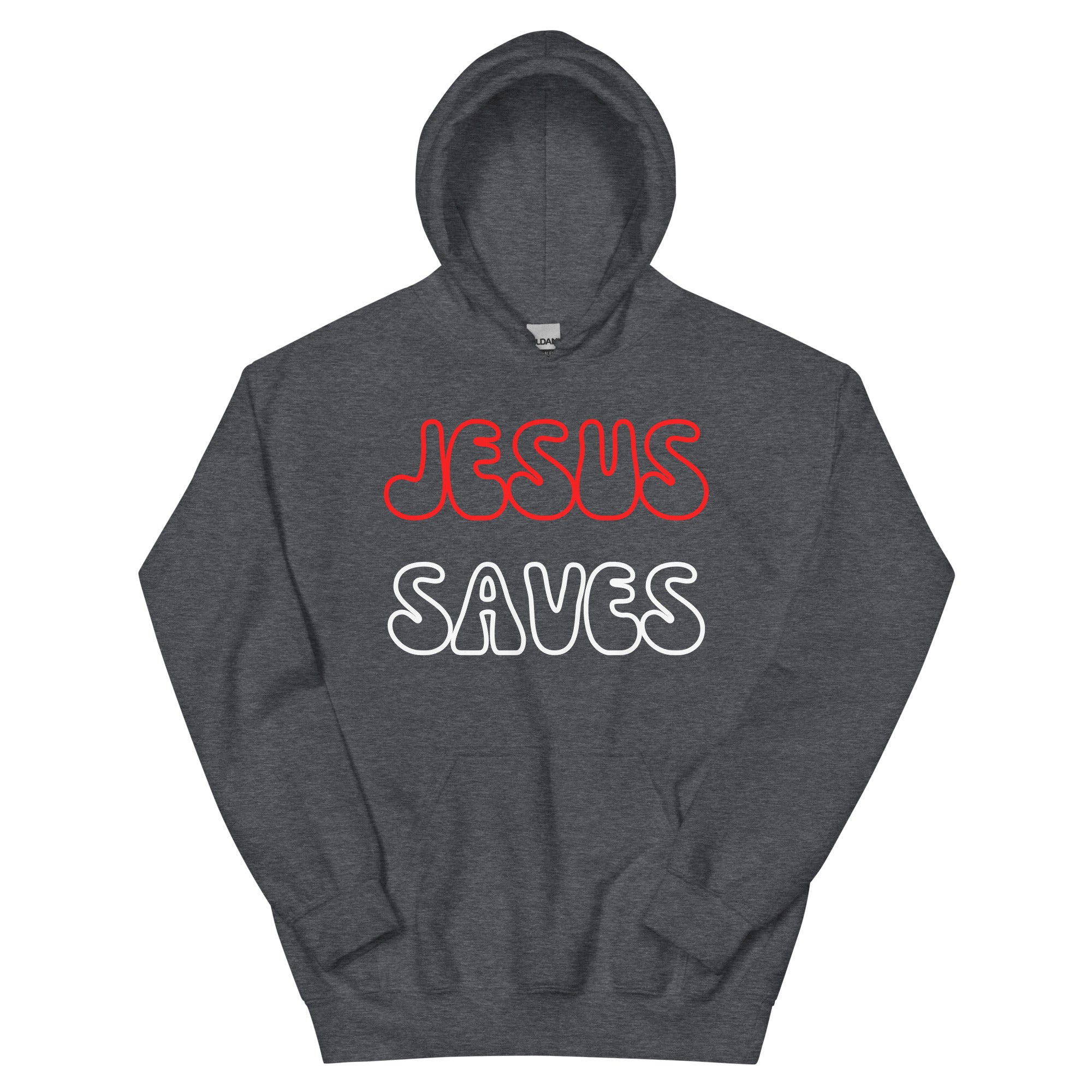 Jesus Saves Hollow  Red/White Unisex Hoodie