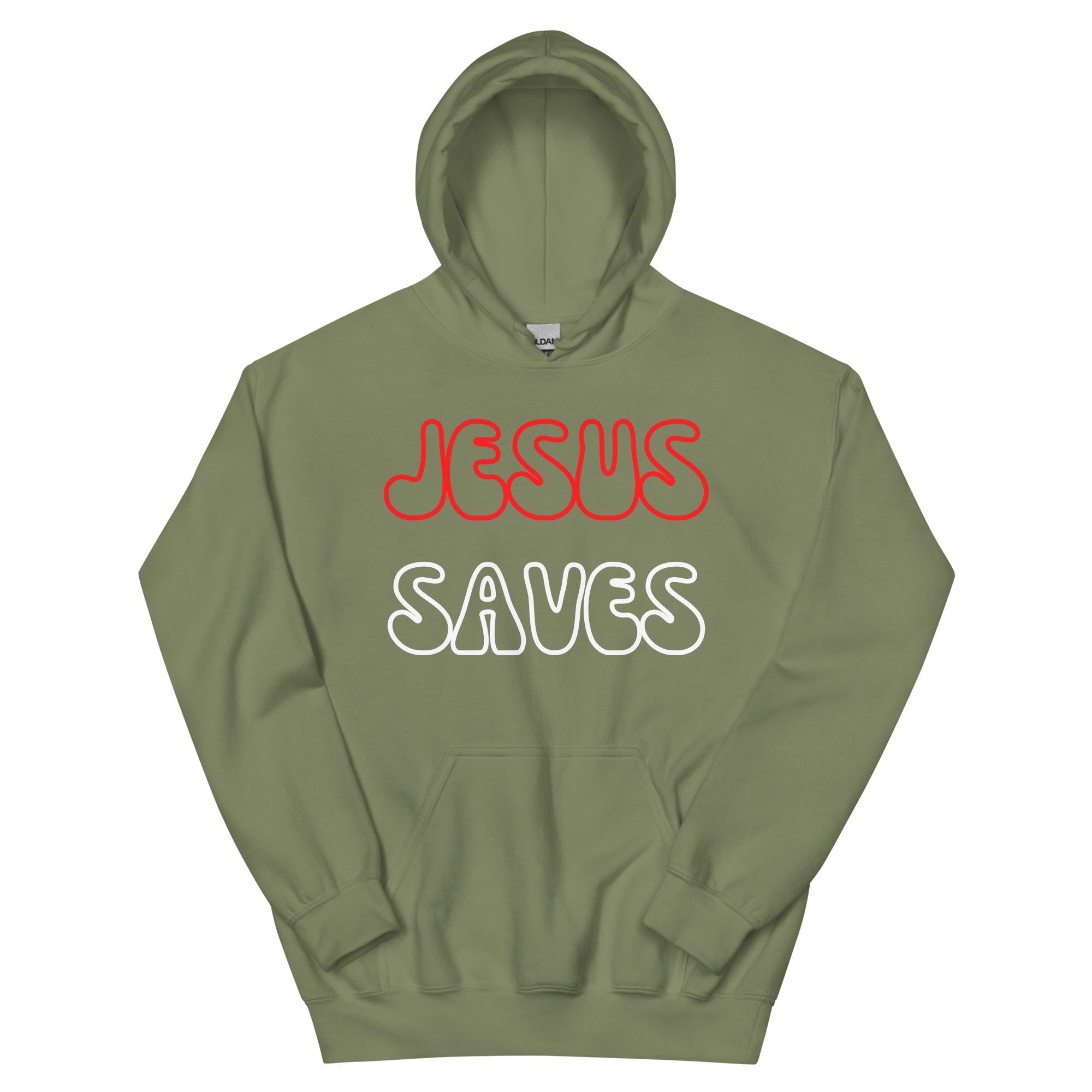 Jesus Saves Hollow  Red/White Unisex Hoodie