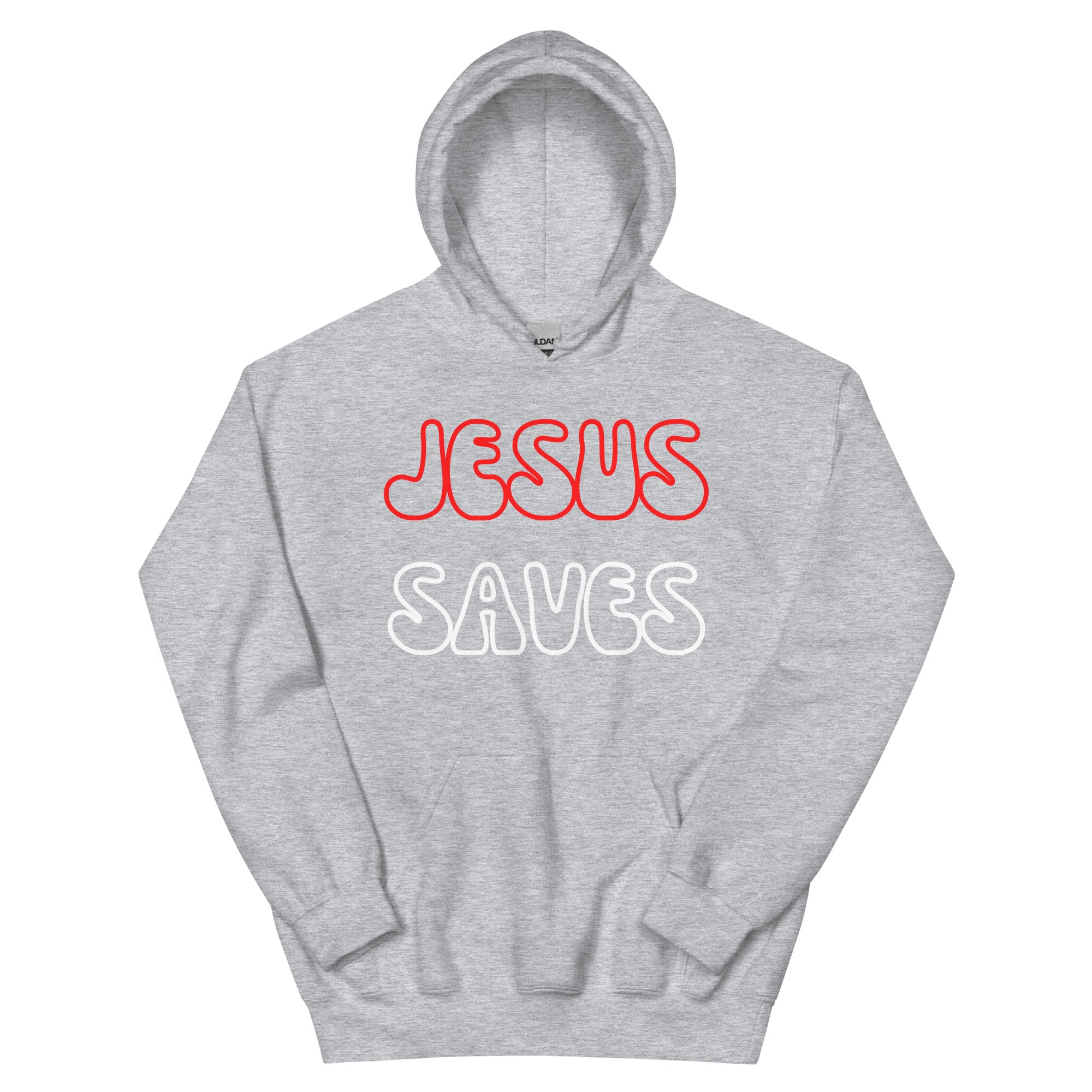 Jesus Saves Hollow  Red/White Unisex Hoodie